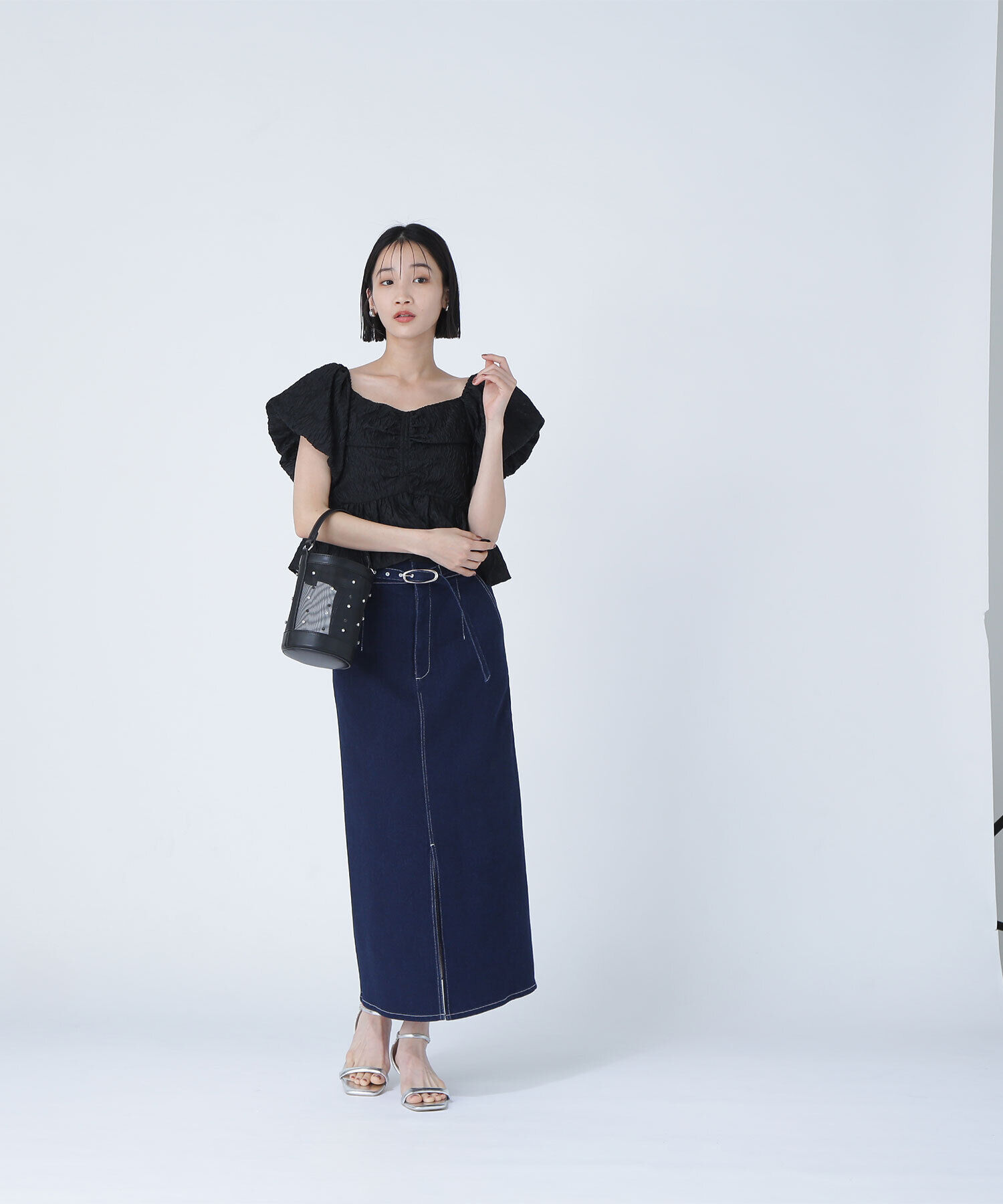  「ジャガードクロップドブラウス」|シャツ・ブラウス|