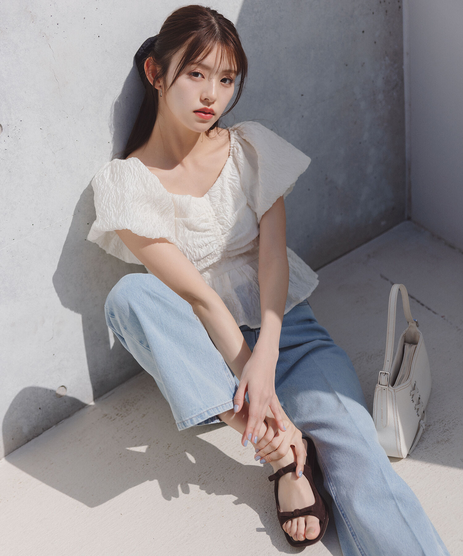  「ジャガードクロップドブラウス」|シャツ・ブラウス|オフ1