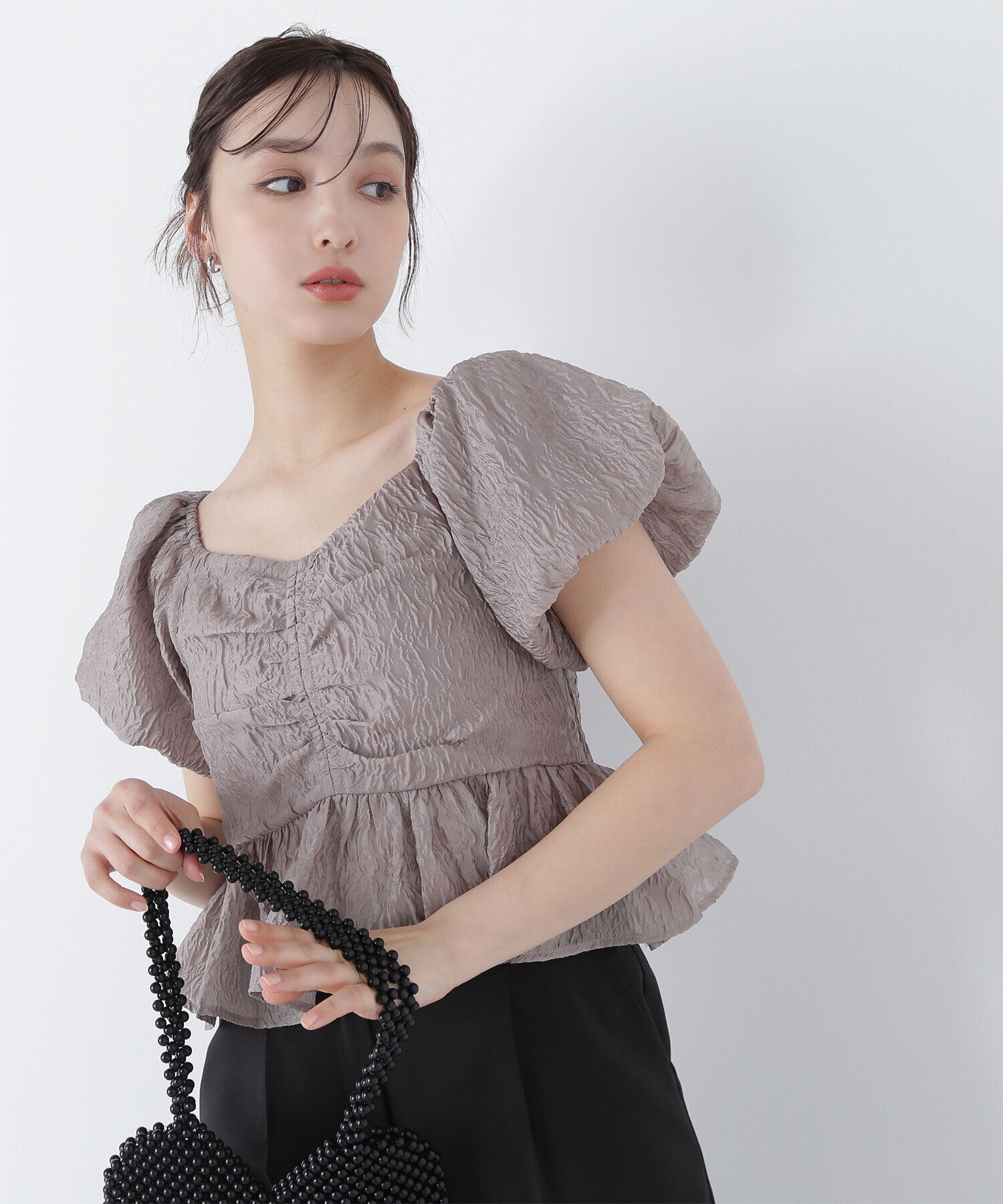  「ジャガードクロップドブラウス」|シャツ・ブラウス|