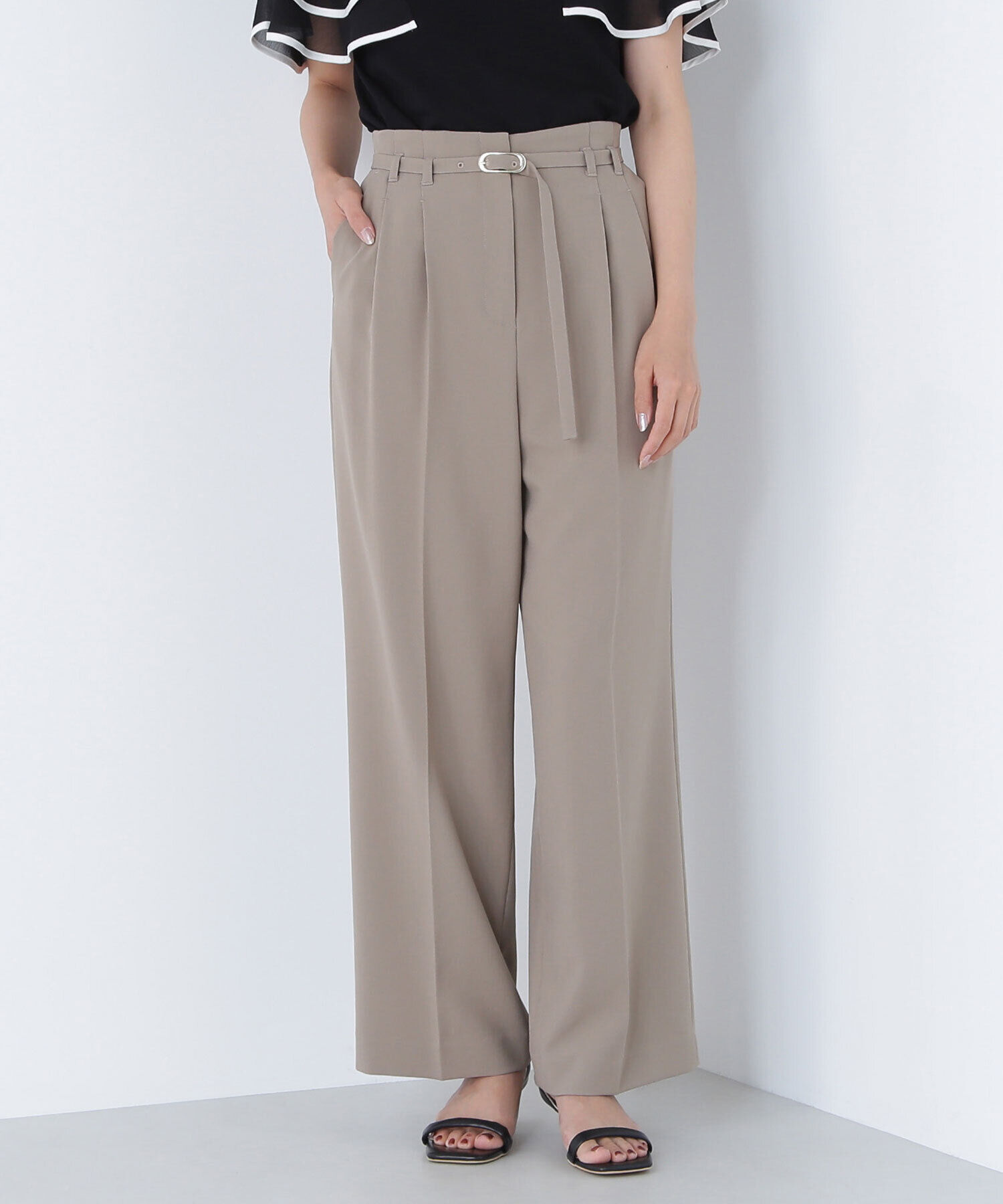  「メタルバックルベルテッドワイドパンツ」|その他|