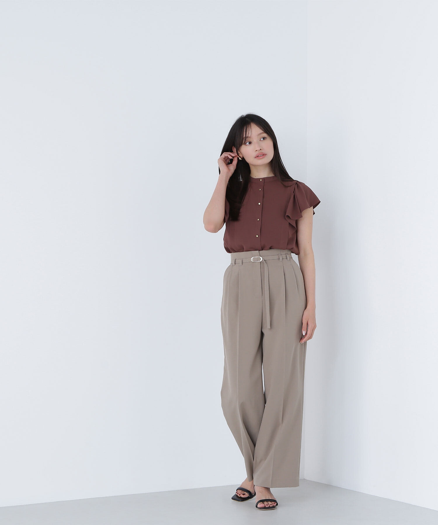  「メタルバックルベルテッドワイドパンツ」|その他|