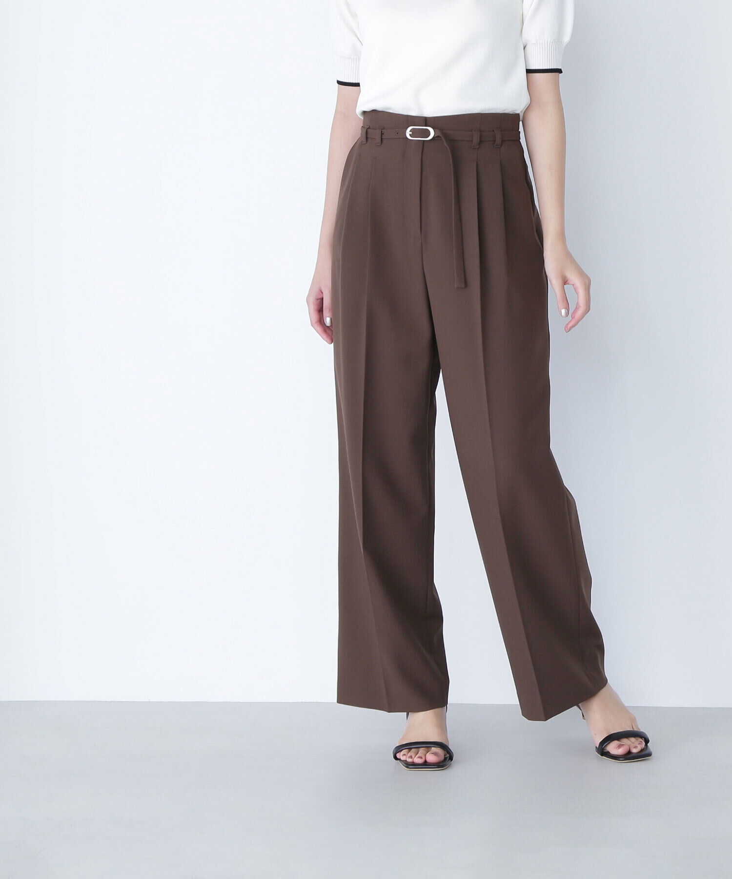  「メタルバックルベルテッドワイドパンツ」|その他|