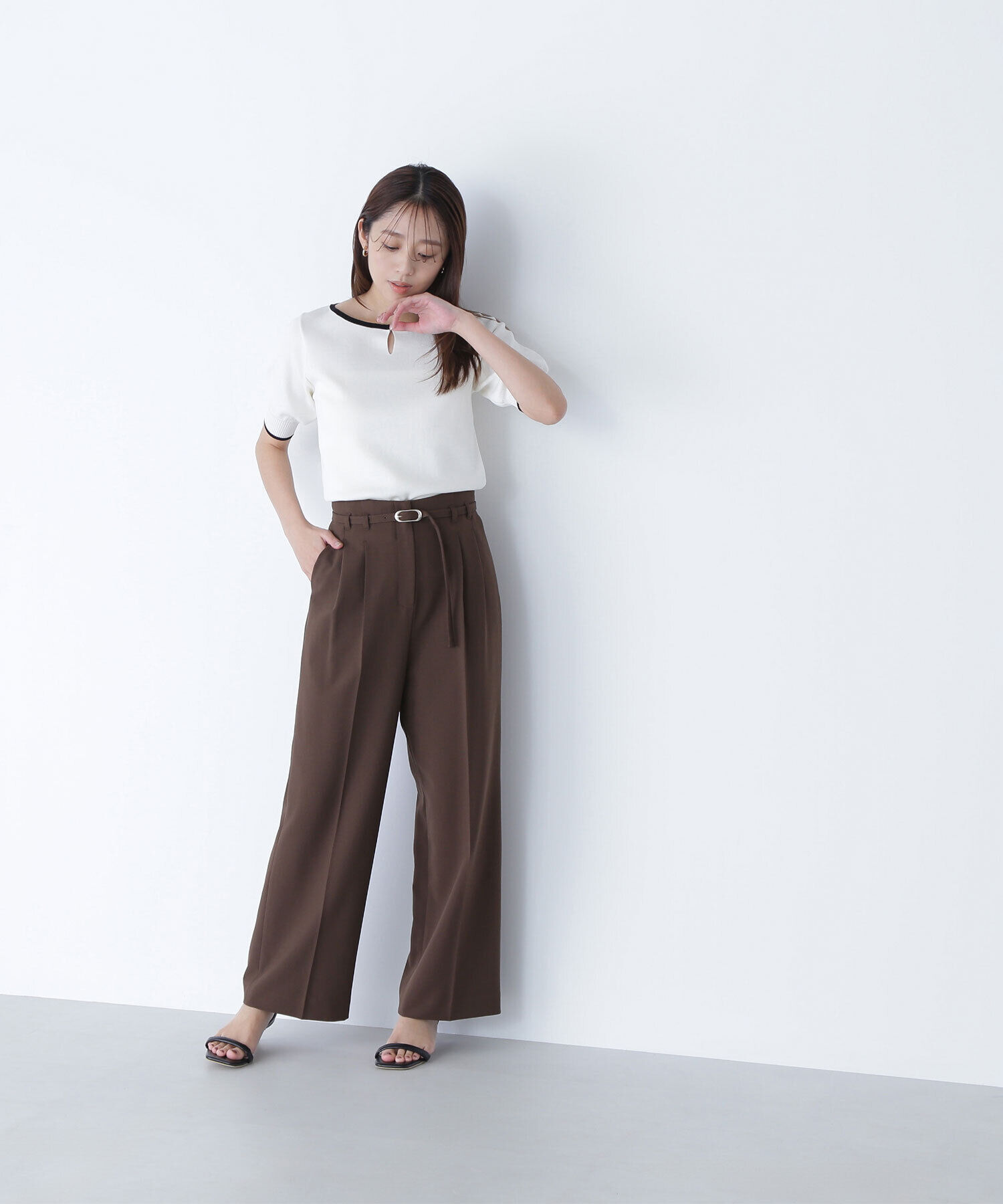  「メタルバックルベルテッドワイドパンツ」|その他|