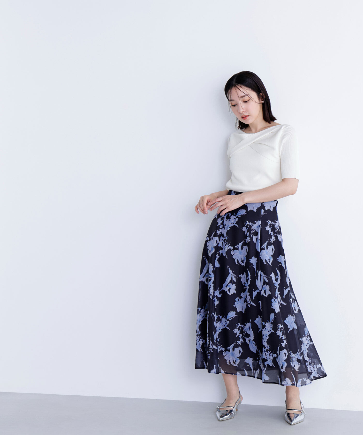  「シアーフラワープリントフレアスカート」|スカート|