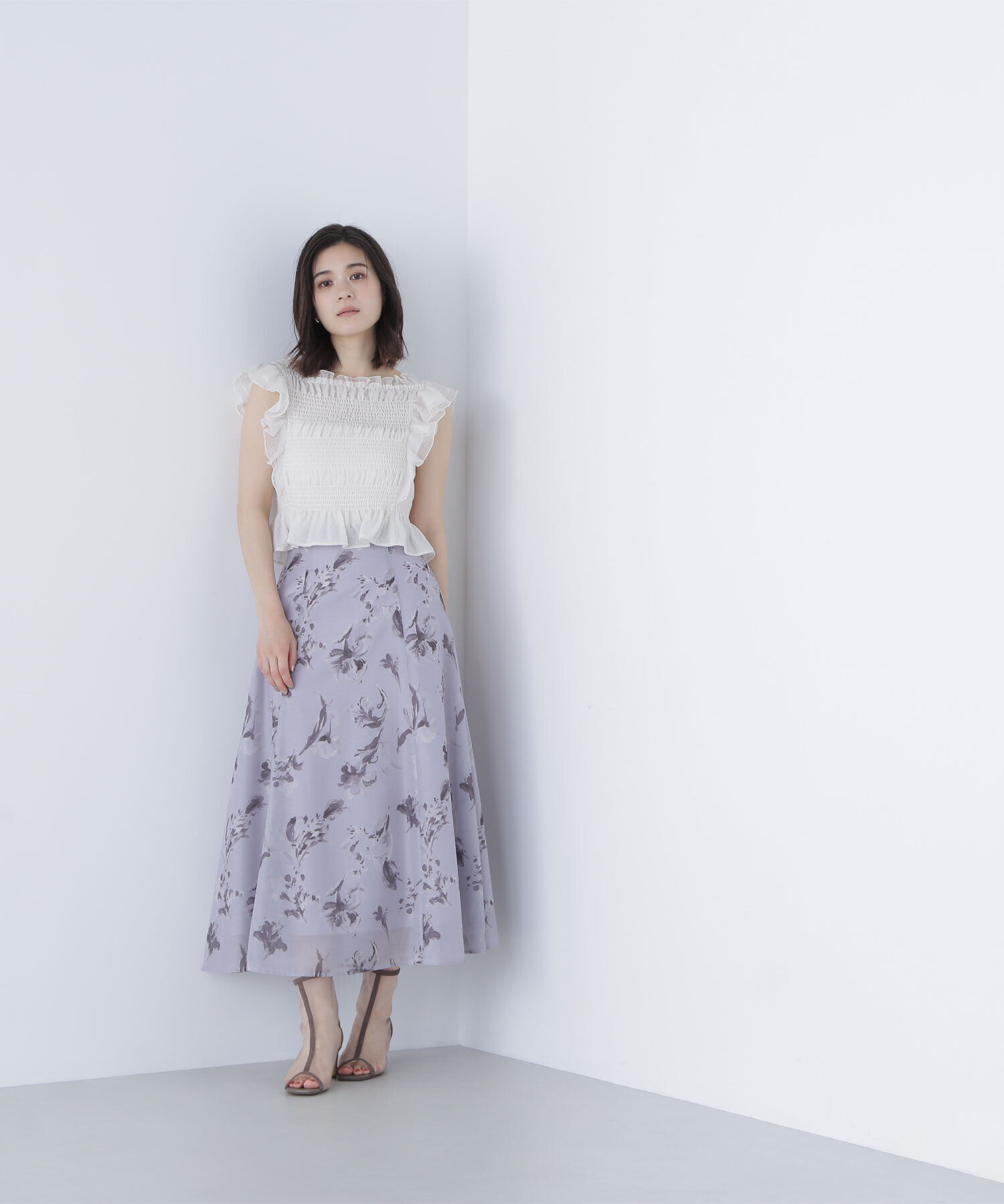  「シアーフラワープリントフレアスカート」|スカート|