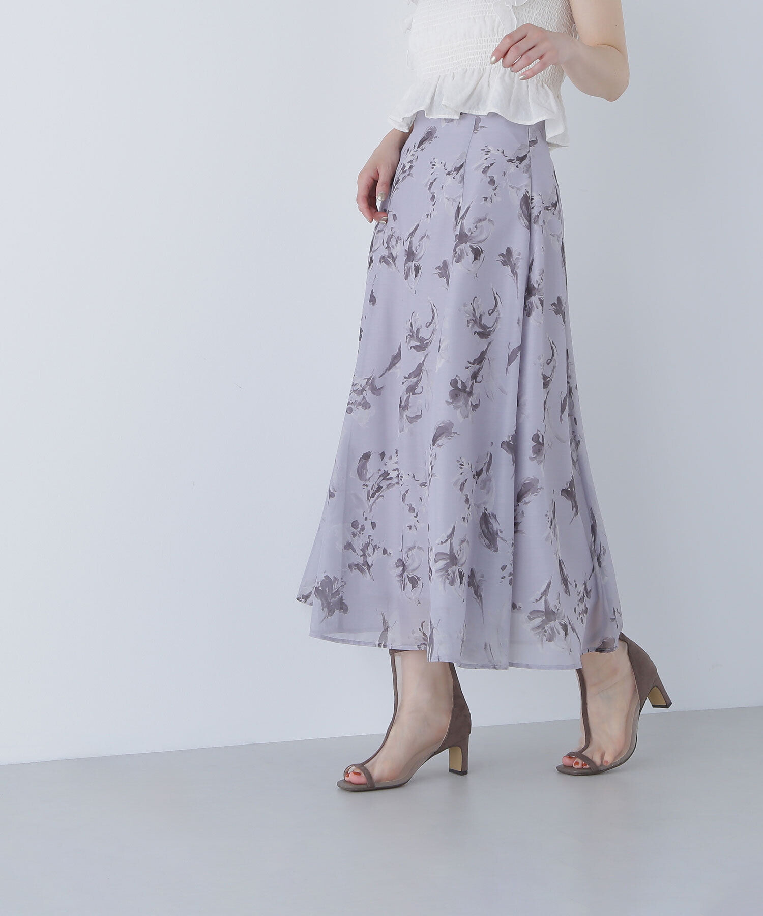  「シアーフラワープリントフレアスカート」|スカート|