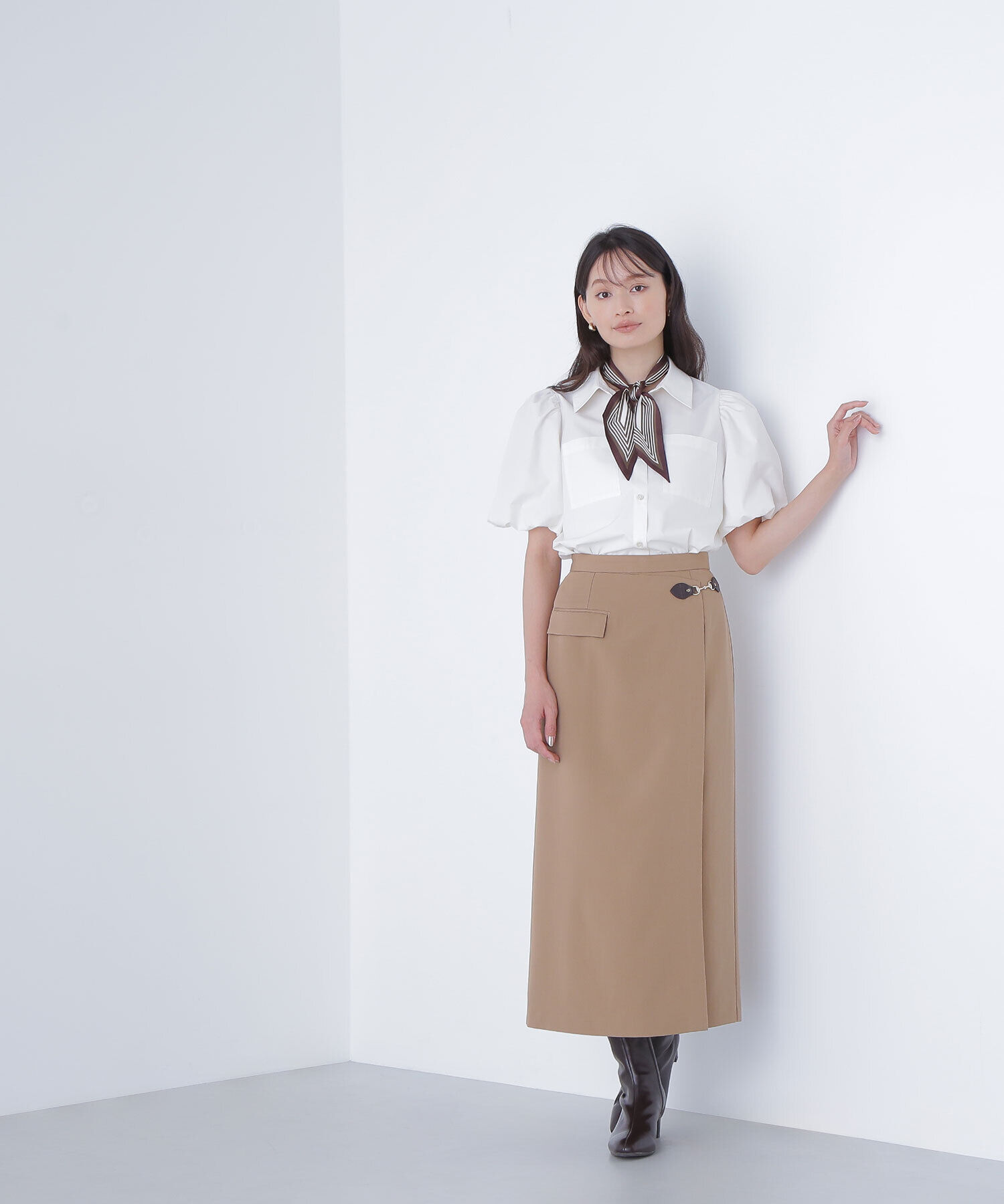  「スカーフ付バルーンスリーブシャツ」|シャツ・ブラウス|