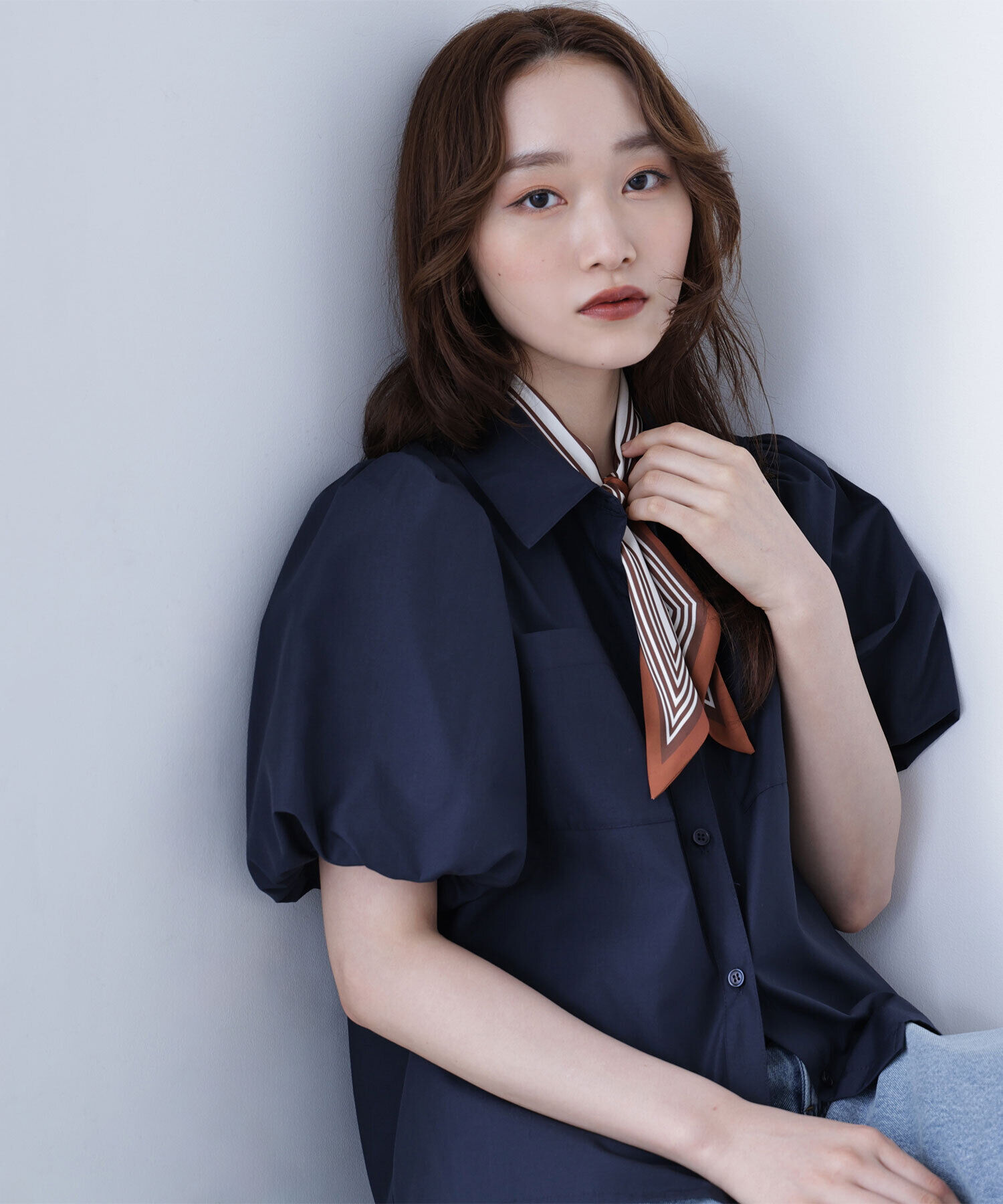  「スカーフ付バルーンスリーブシャツ」|シャツ・ブラウス|