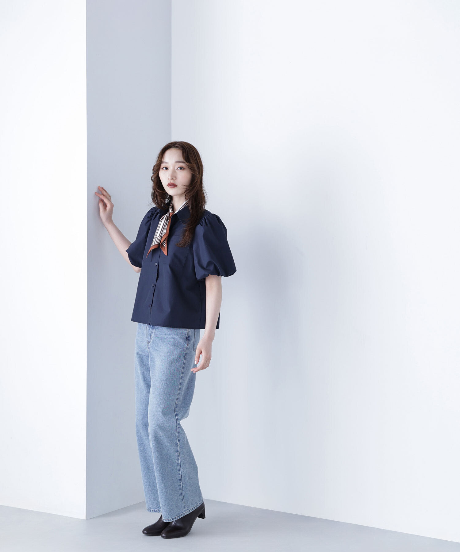  「スカーフ付バルーンスリーブシャツ」|シャツ・ブラウス|