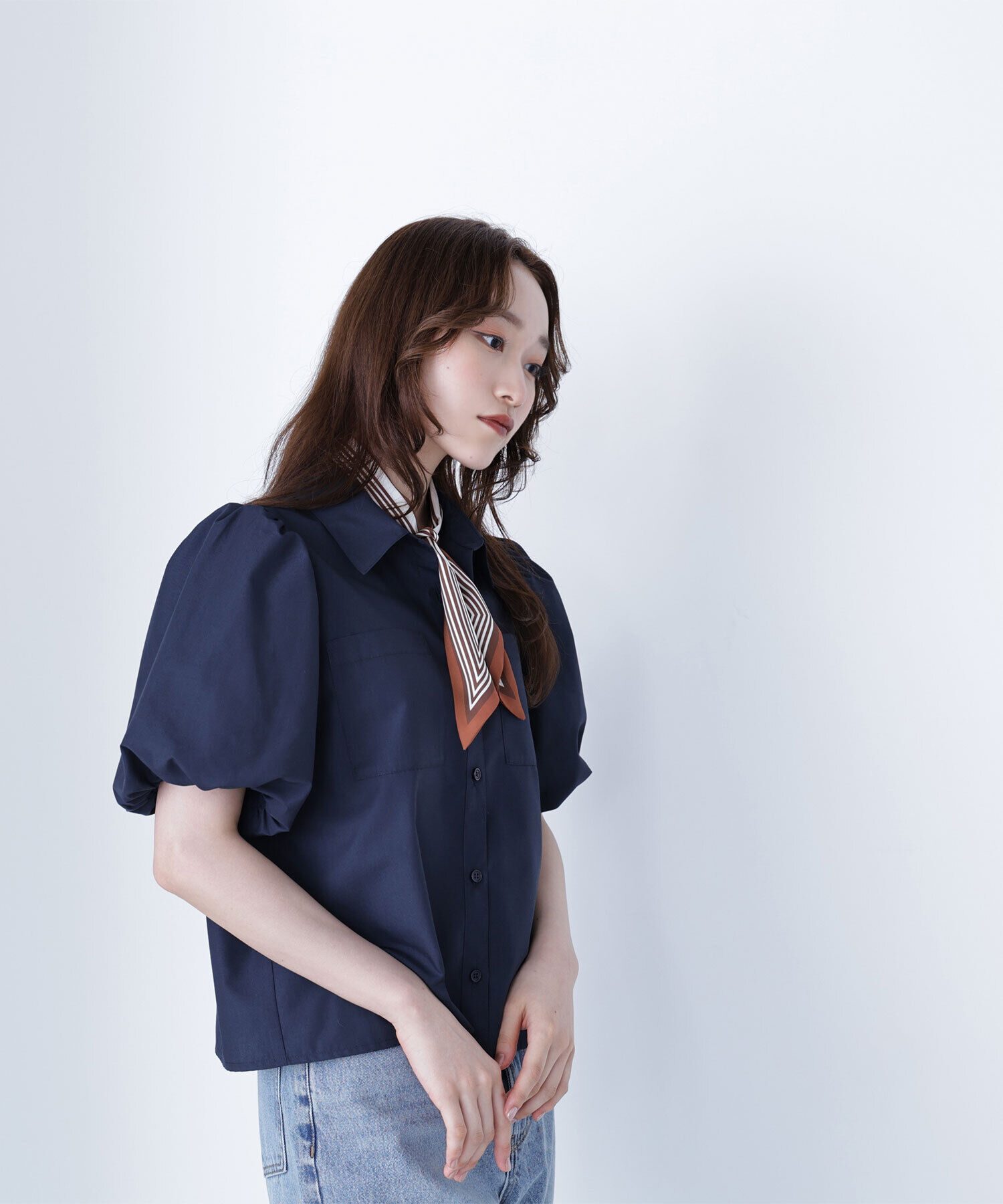  「スカーフ付バルーンスリーブシャツ」|シャツ・ブラウス|