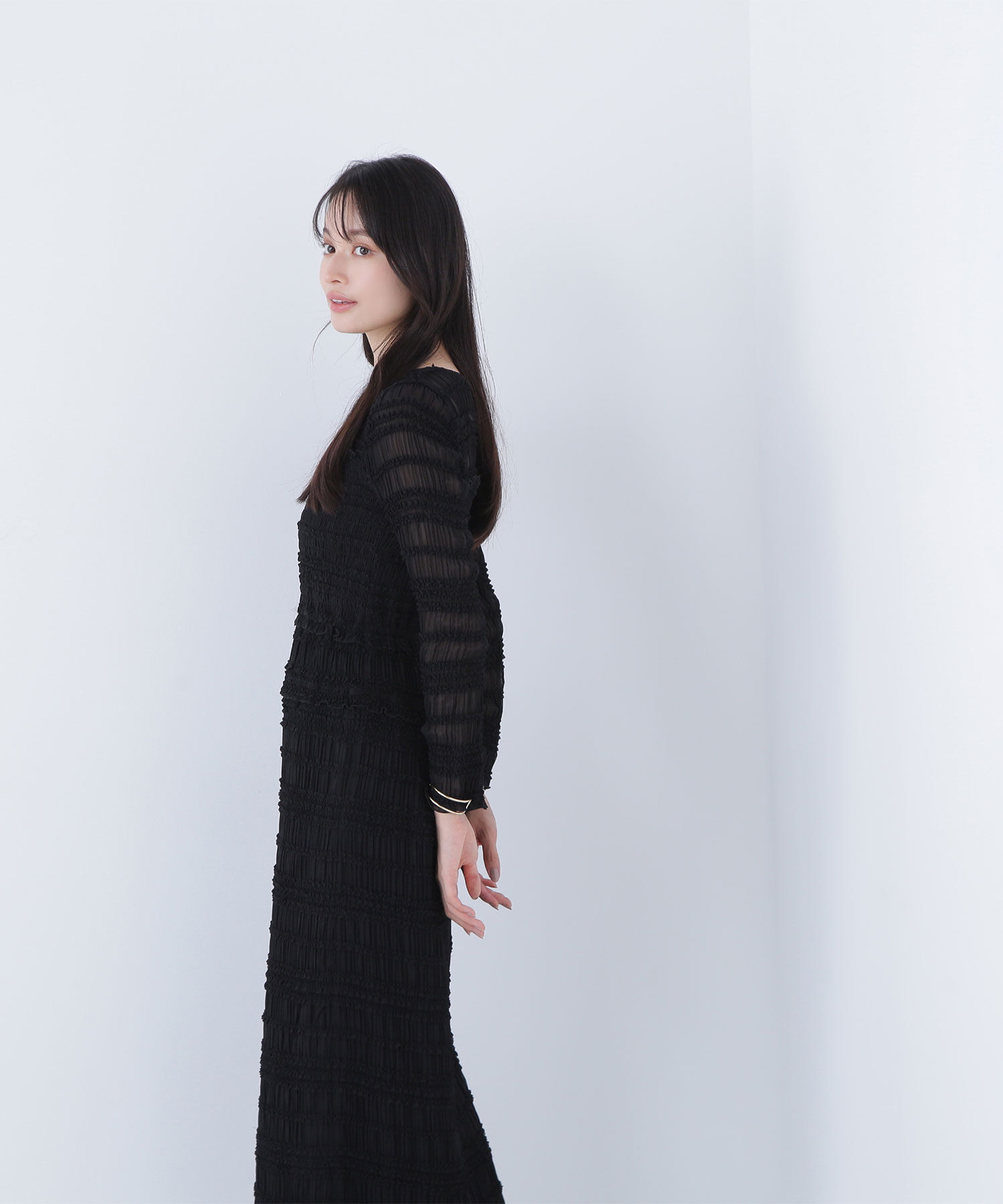  「フリルシャーリングナローワンピース」|ワンピース|