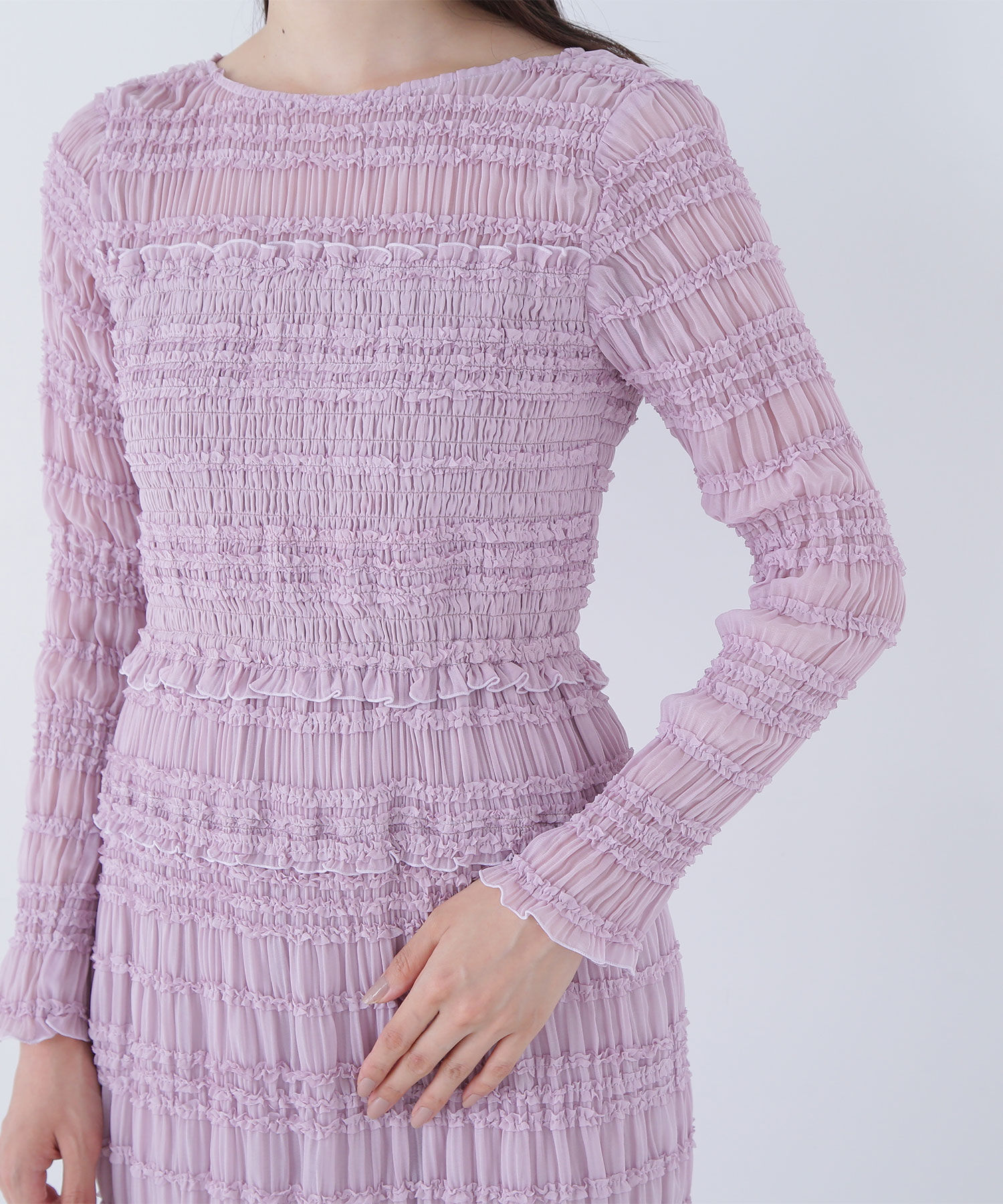  「フリルシャーリングナローワンピース」|ワンピース|