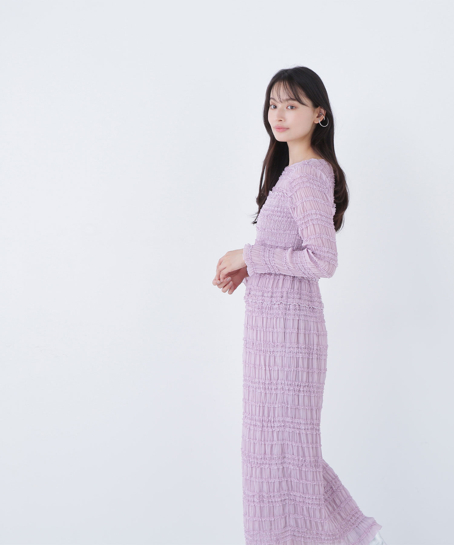  「フリルシャーリングナローワンピース」|ワンピース|