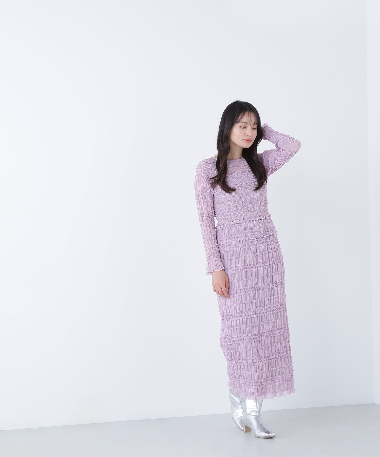  「フリルシャーリングナローワンピース」|ワンピース|