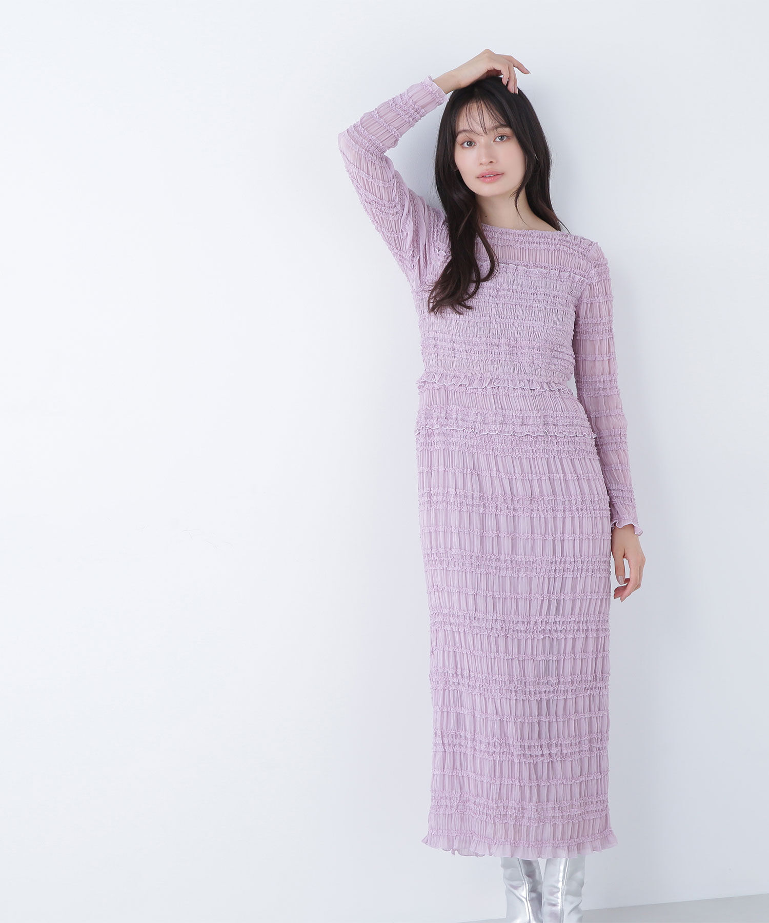  「フリルシャーリングナローワンピース」|ワンピース|