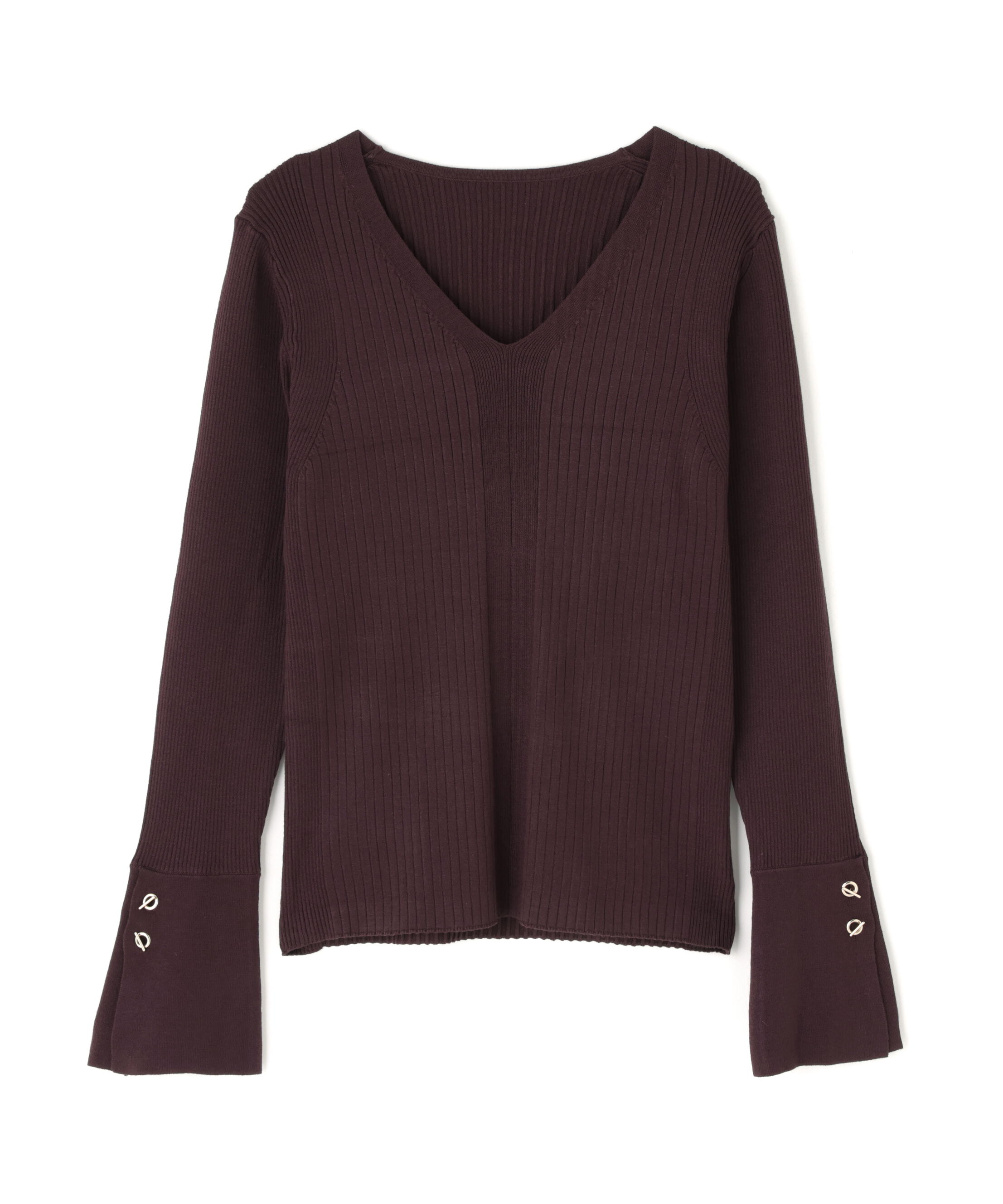  「Vネックハトメスリーブリブニット」|ニット・セーター|