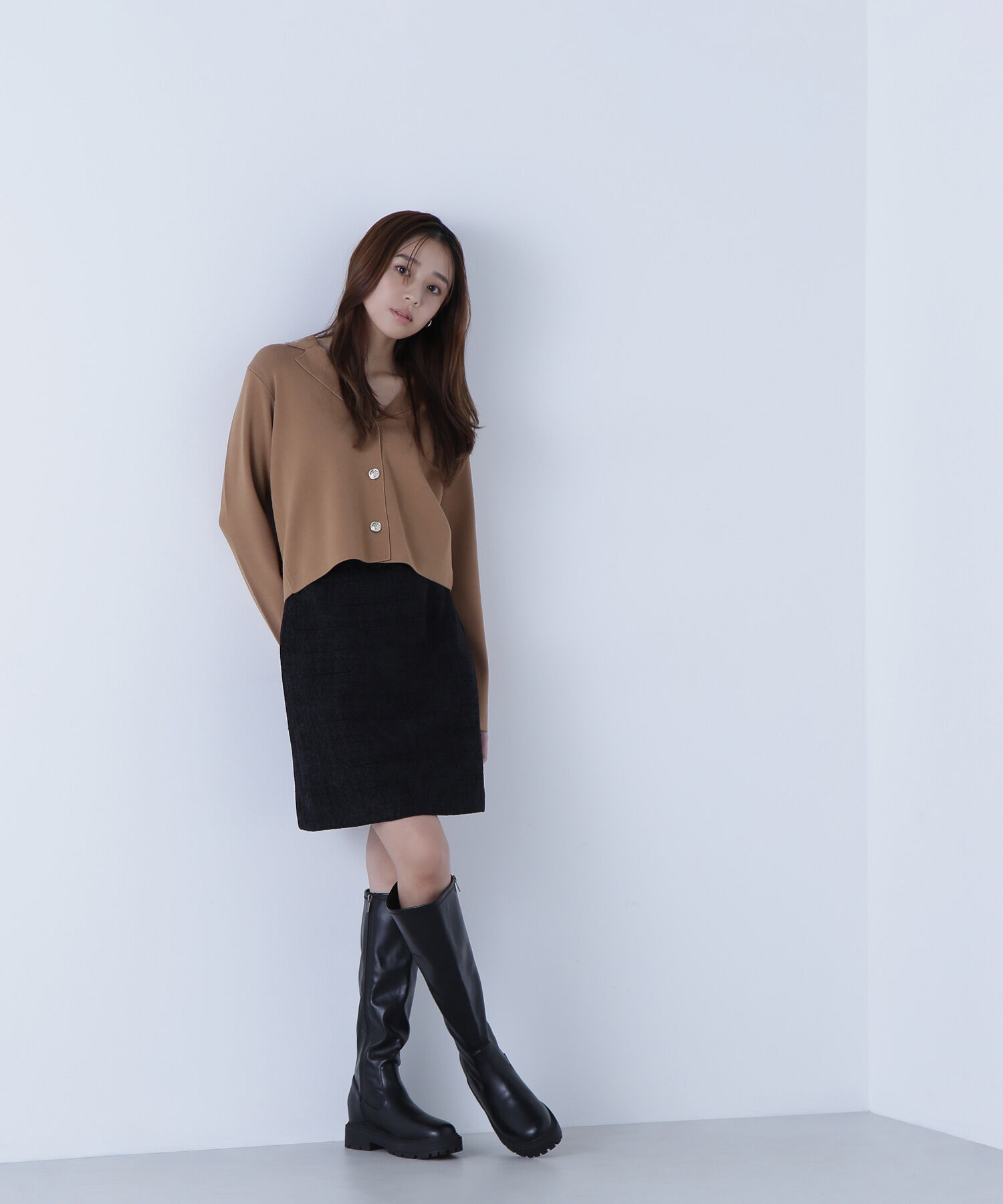  「ムジツイードミニスカート」|スカート|ブラック