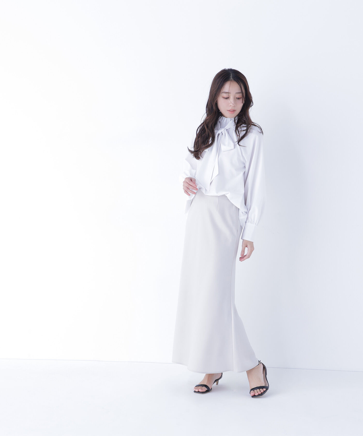  「ハイネックリボンボウブラウス」|シャツ・ブラウス|