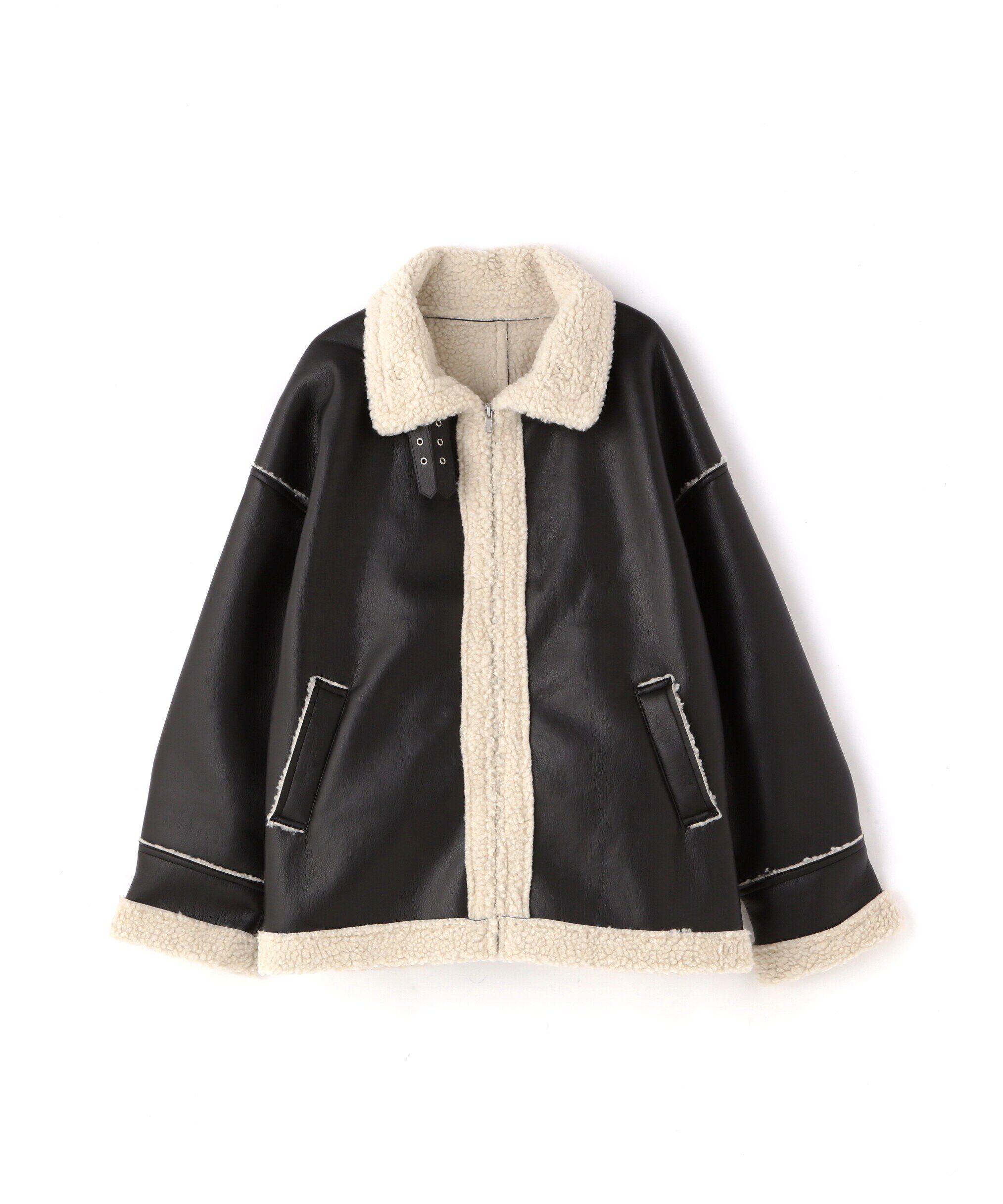  「フェイクレザーボンバージャケット」|ブルゾン・スタジャン|