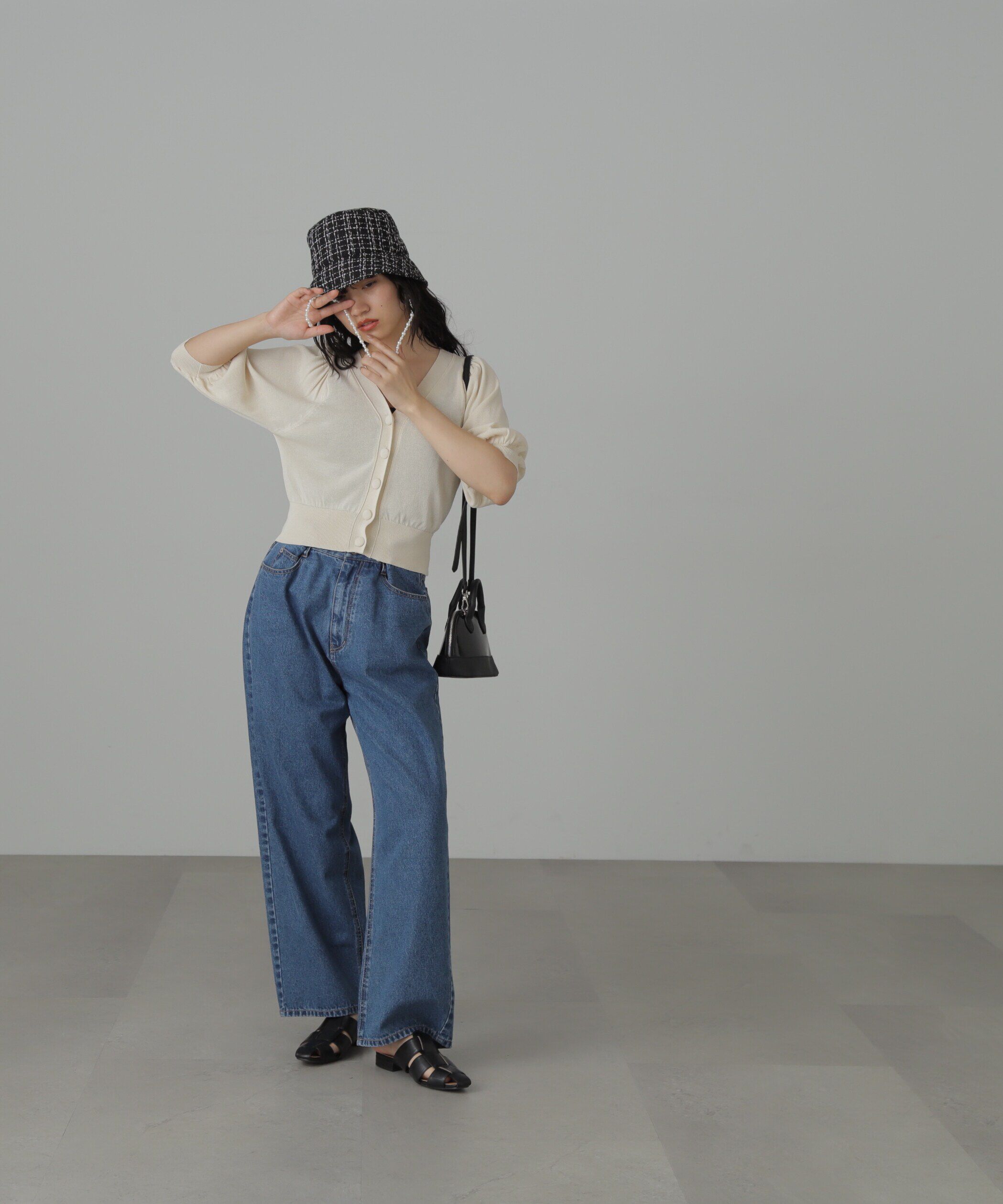  「パール付きニットバケットハット」|ソックス|