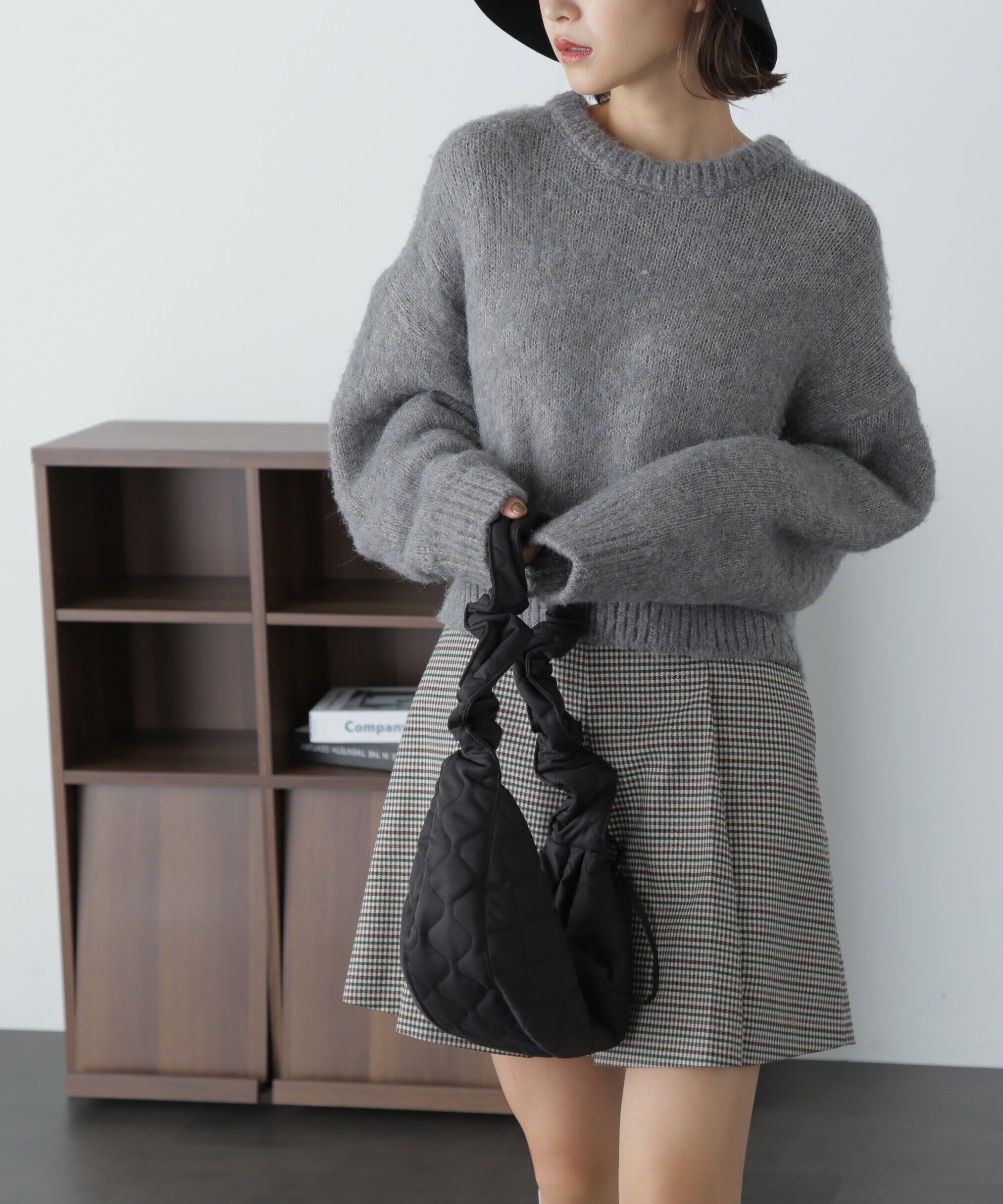  「ミックス起毛ショート丈ニット」|ニット・セーター|