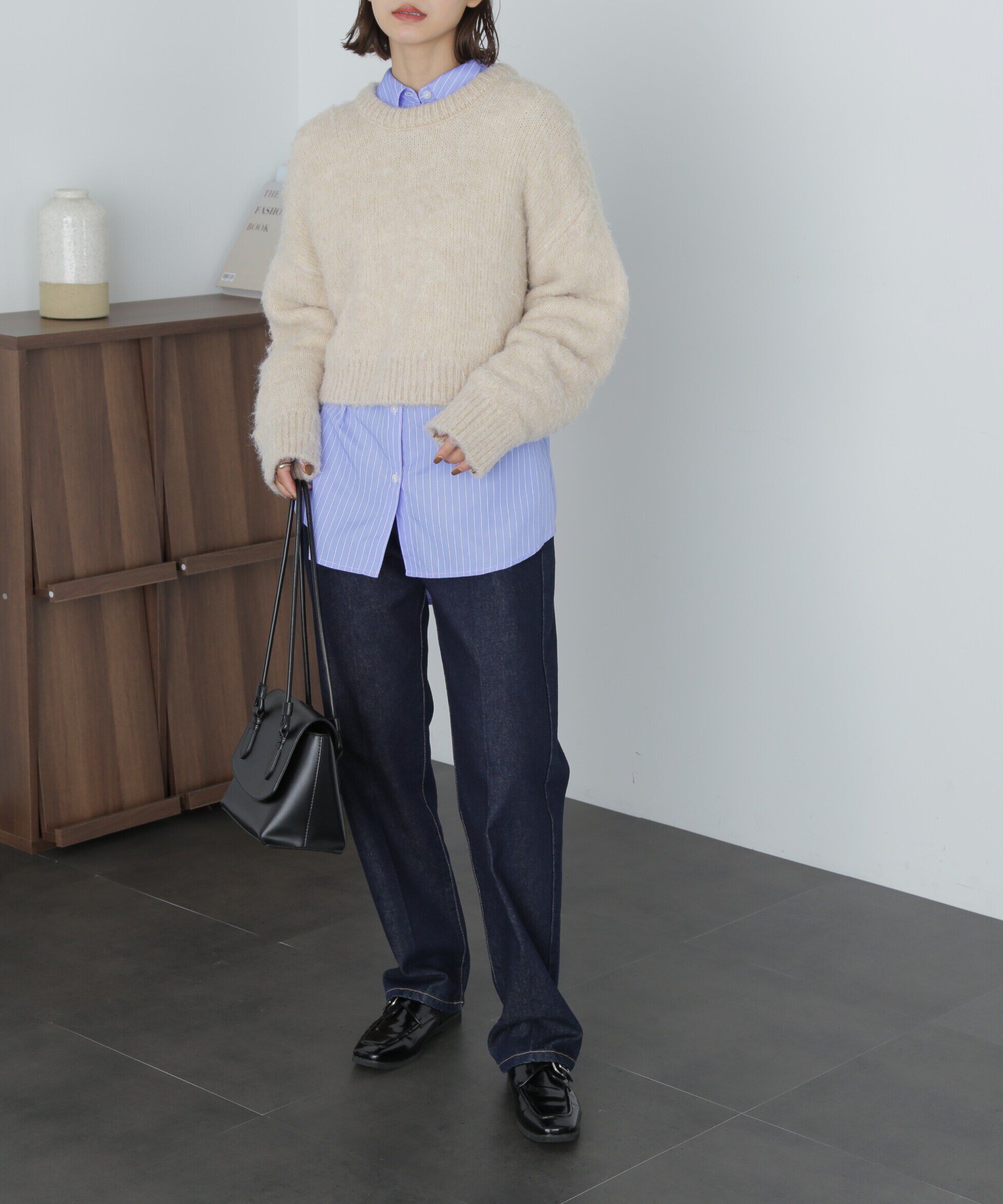  「ミックス起毛ショート丈ニット」|ニット・セーター|