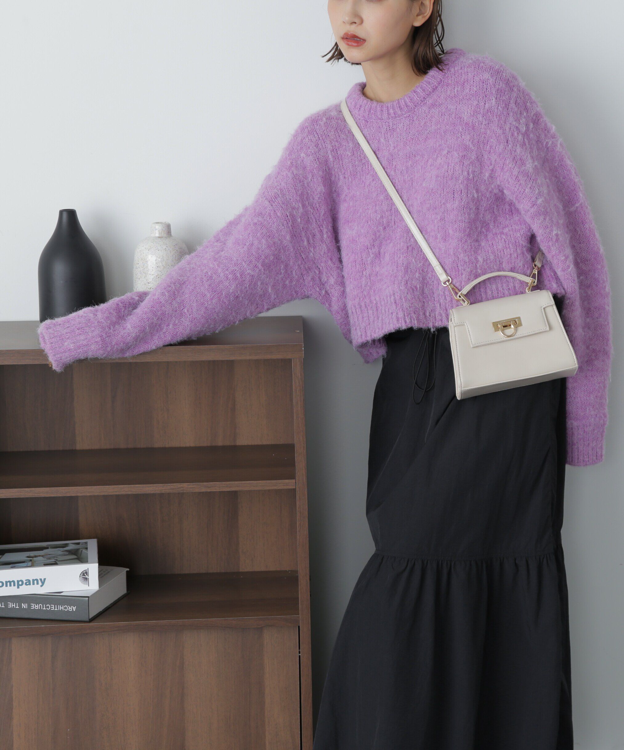  「ミックス起毛ショート丈ニット」|ニット・セーター|