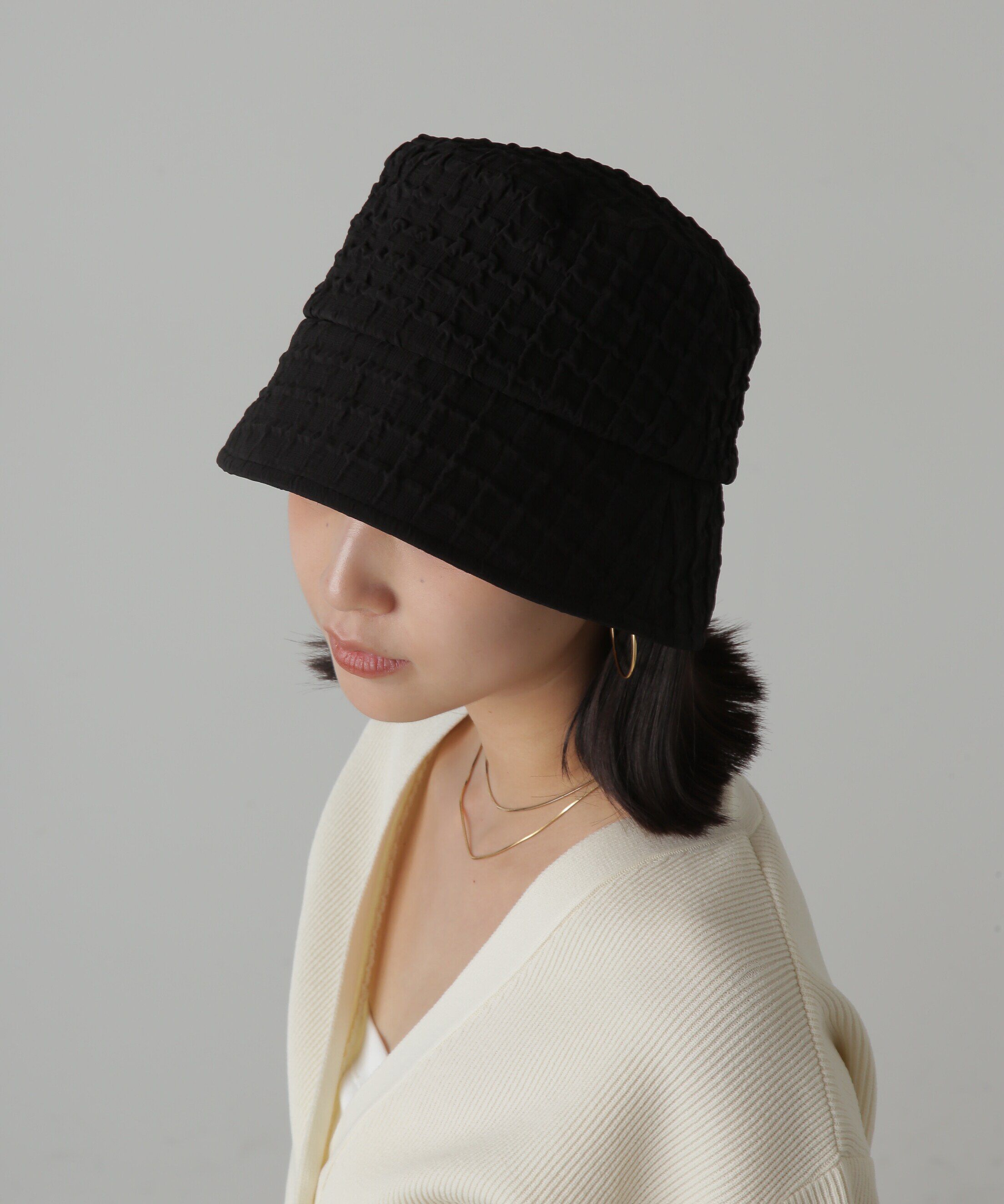  「ソフトチェックダウンハット」|ソックス|ブラック