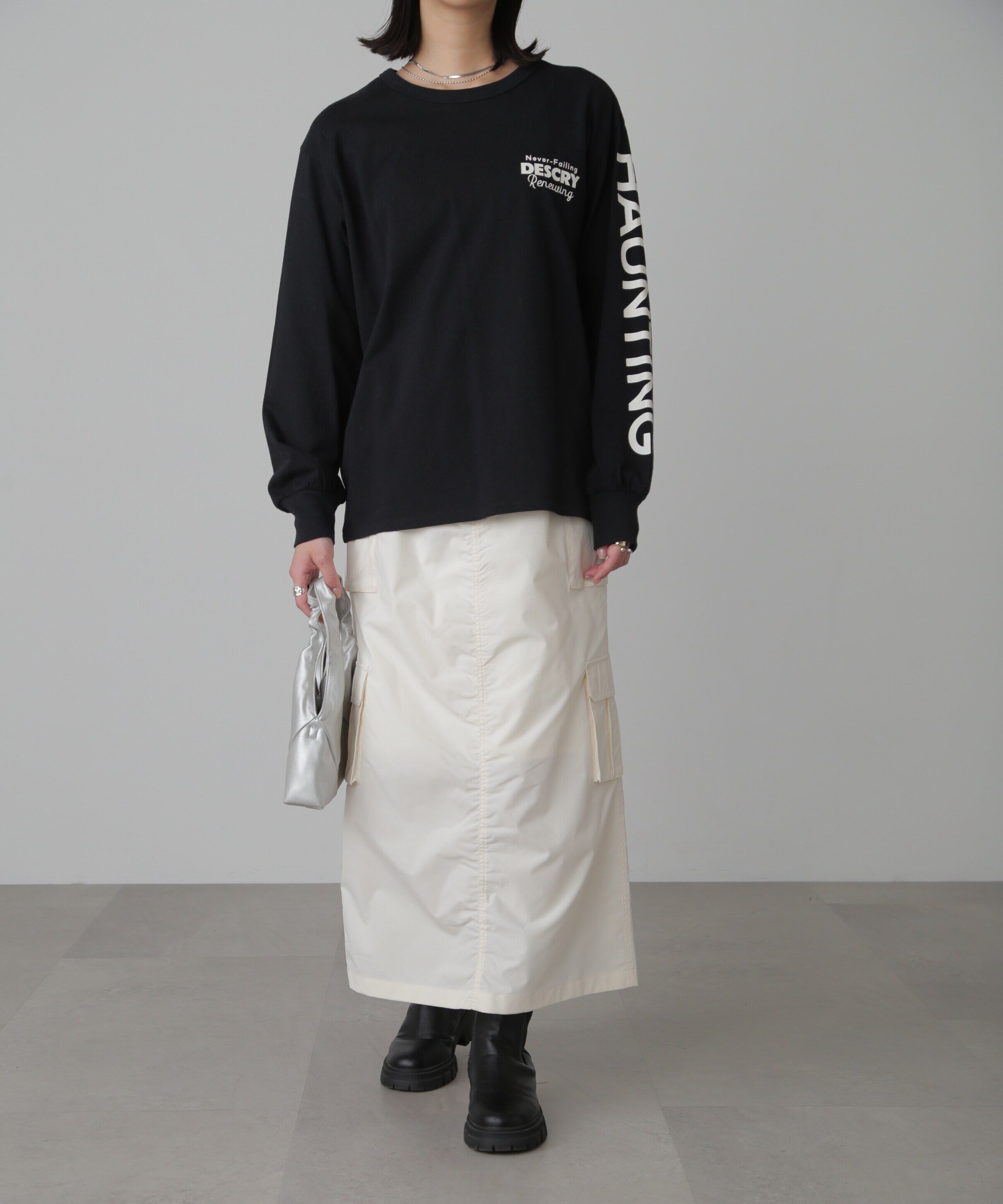  「袖ロゴプリントロングＴシャツ」|Tシャツ・カットソー|