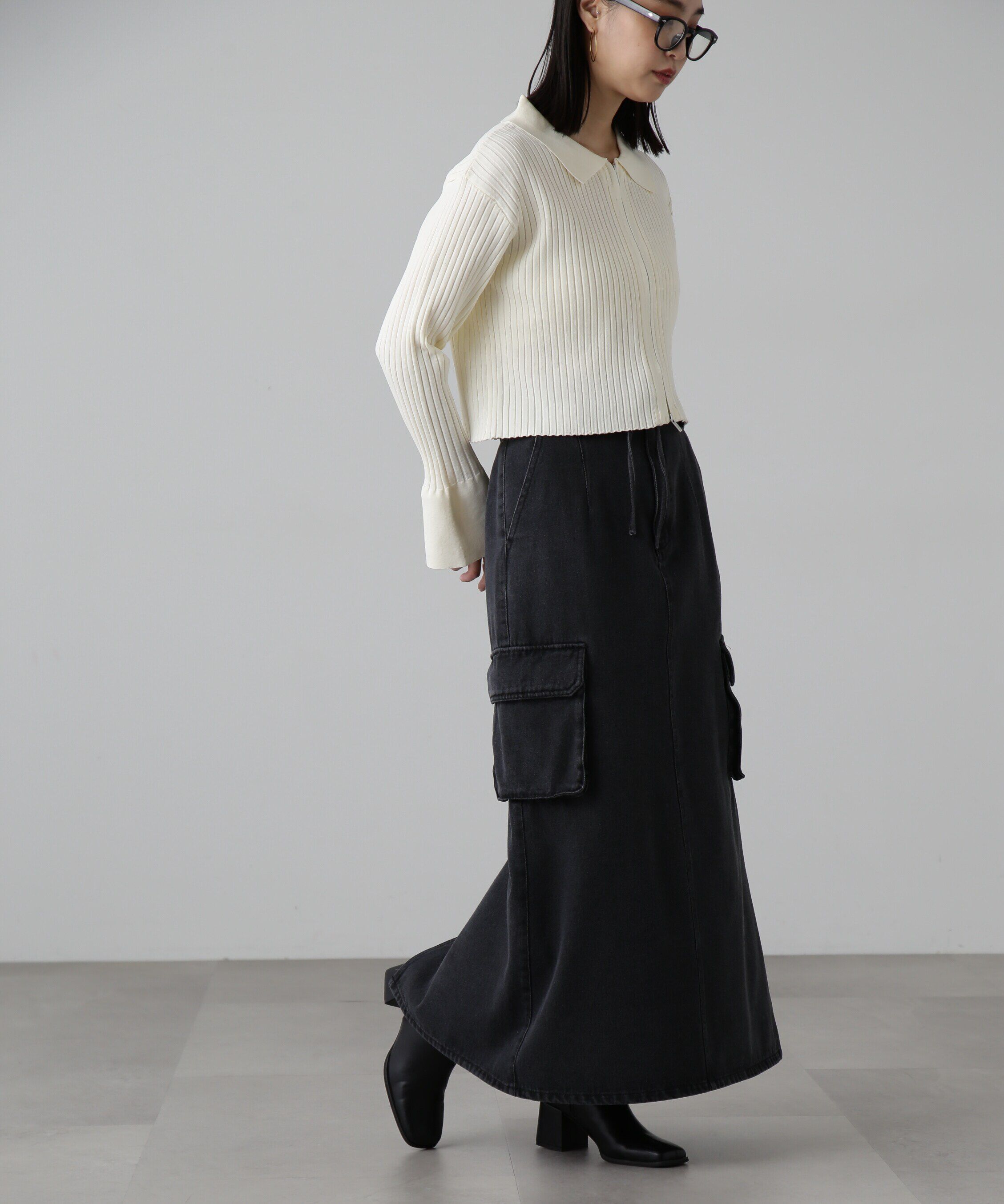  「[低身長サイズ/Sシリーズ]カーゴデニムナロースカート」|スカート|