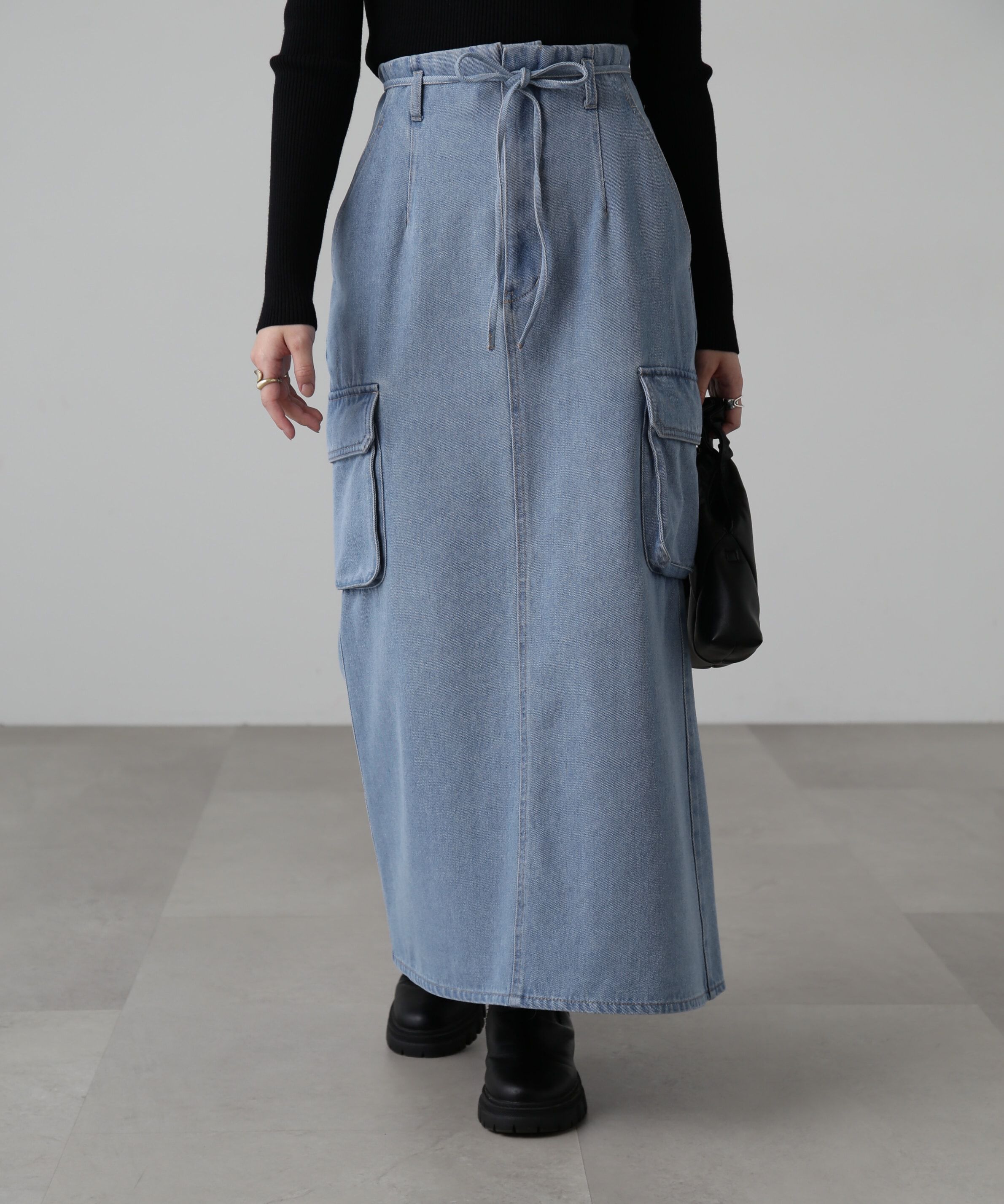  「[低身長サイズ/Sシリーズ]カーゴデニムナロースカート」|スカート|