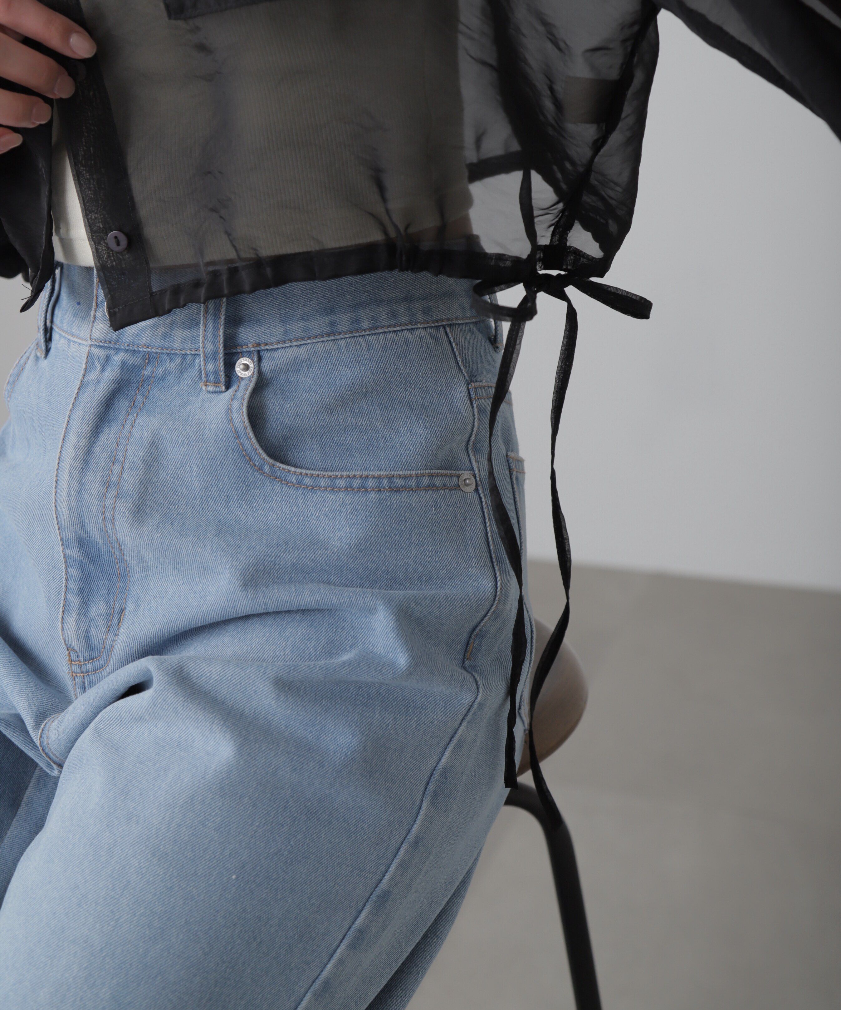  「裾ドロストショート丈シアーシャツ」|シャツ・ブラウス|