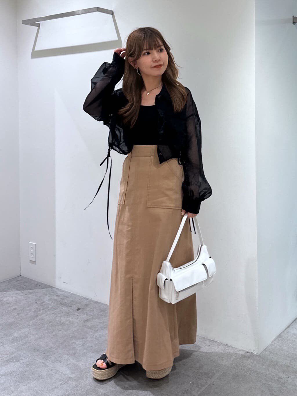  「裾ドロストショート丈シアーシャツ」|シャツ・ブラウス|