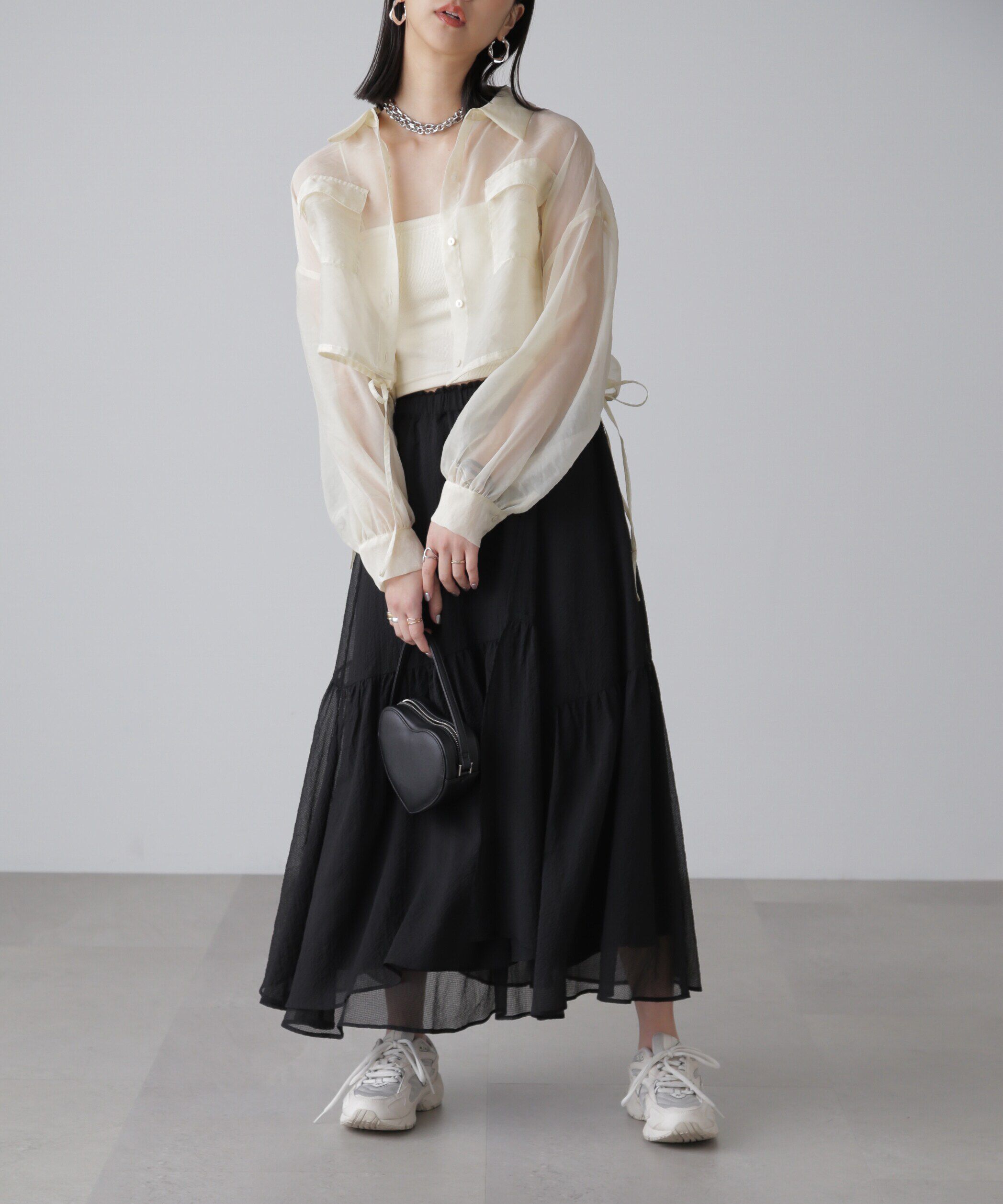  「裾ドロストショート丈シアーシャツ」|シャツ・ブラウス|
