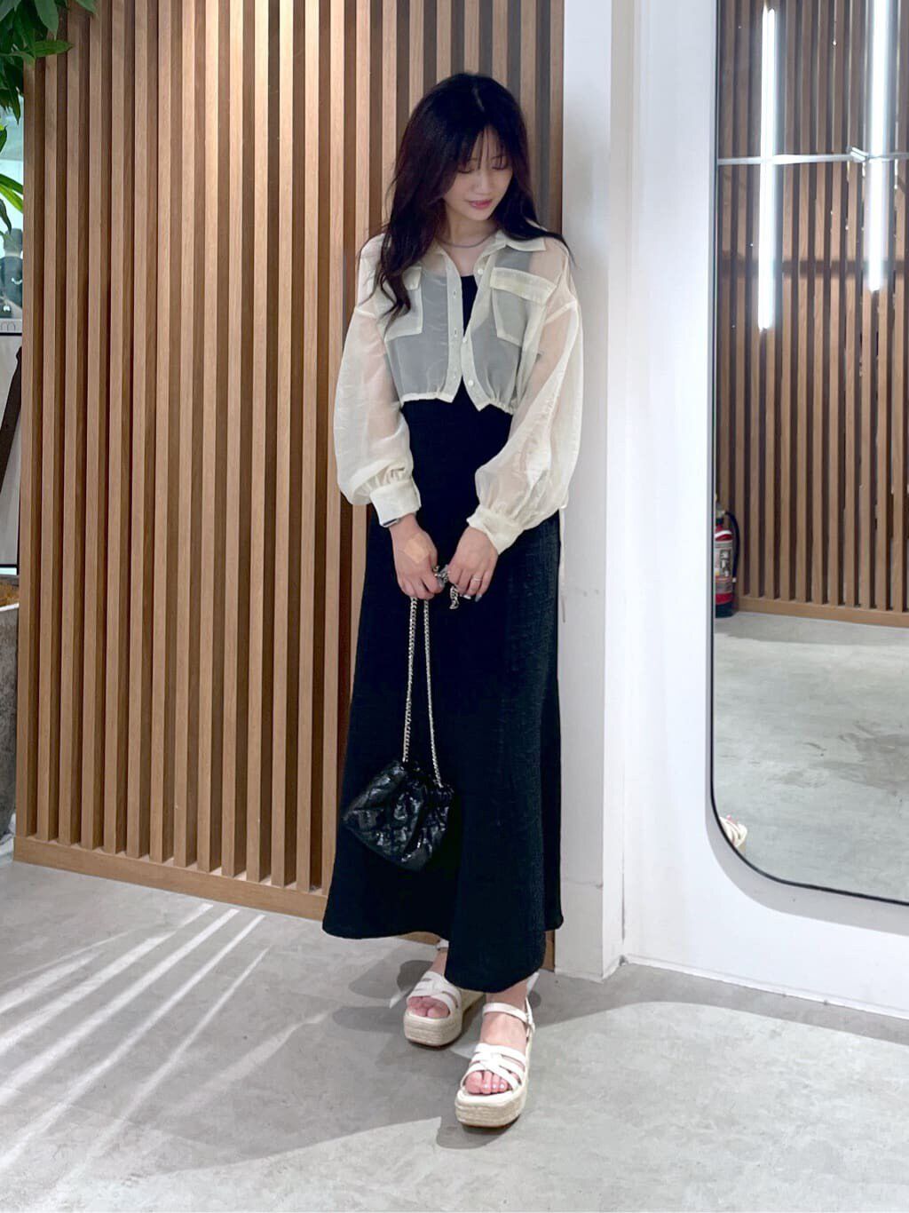  「裾ドロストショート丈シアーシャツ」|シャツ・ブラウス|