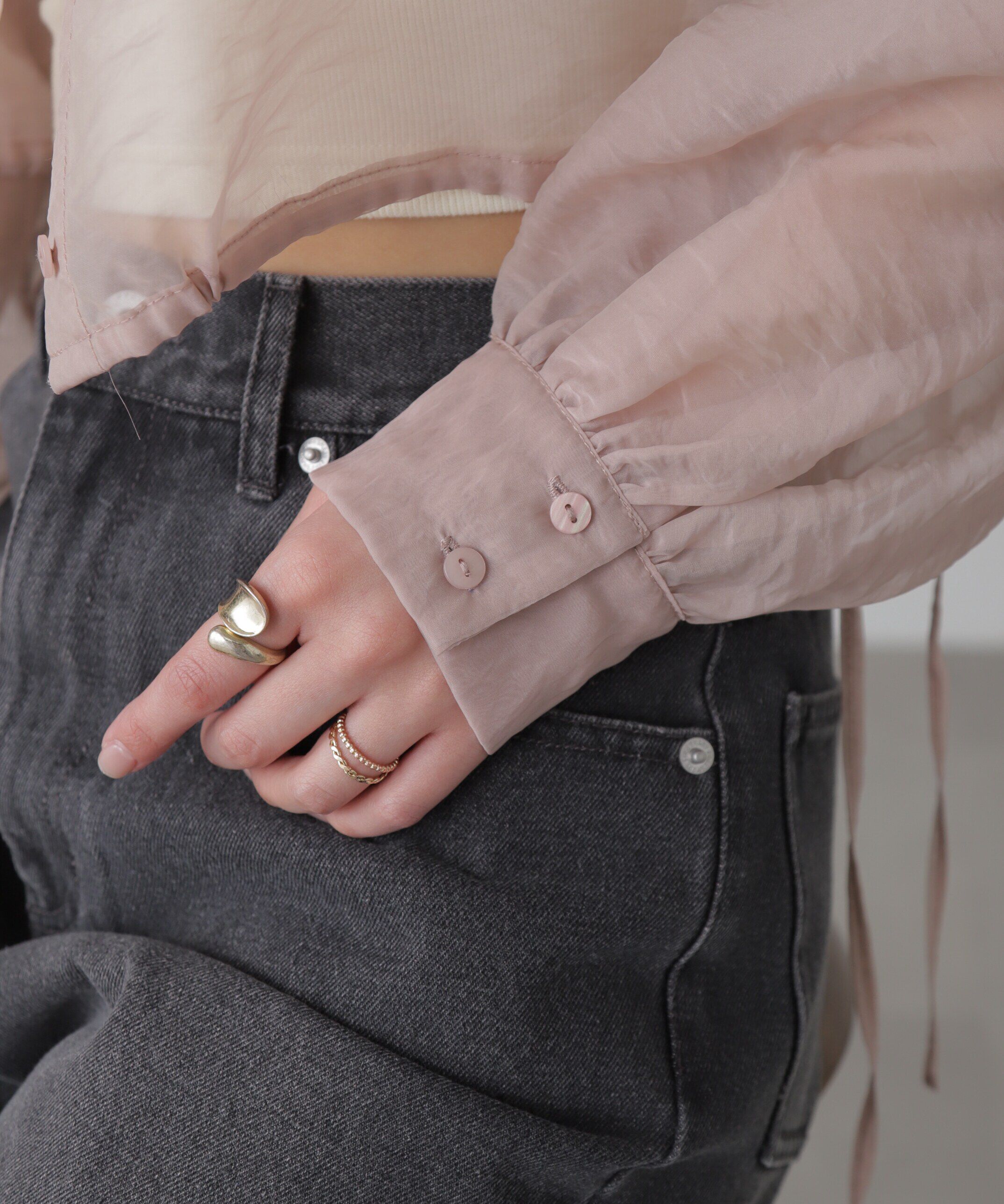  「裾ドロストショート丈シアーシャツ」|シャツ・ブラウス|