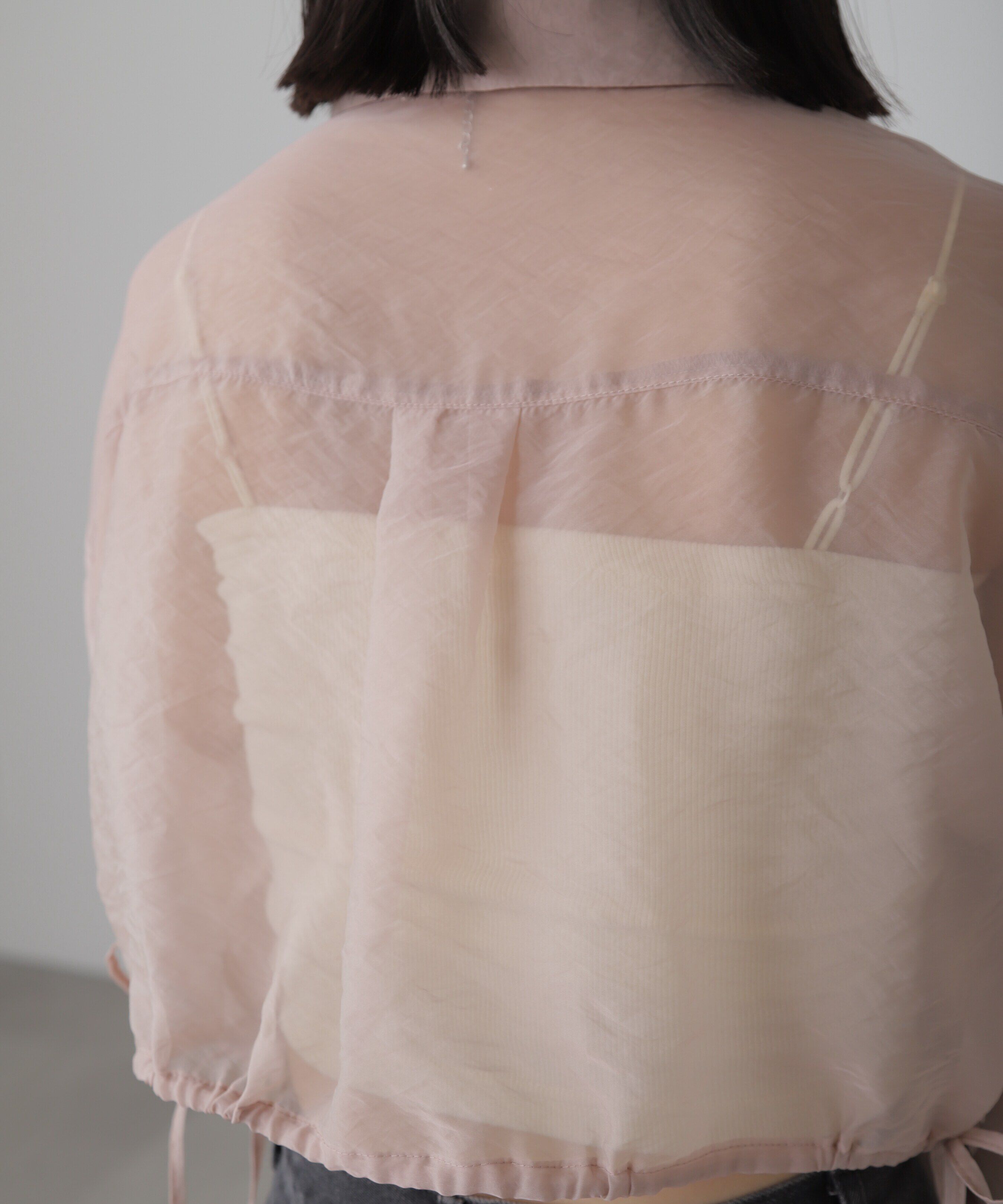  「裾ドロストショート丈シアーシャツ」|シャツ・ブラウス|