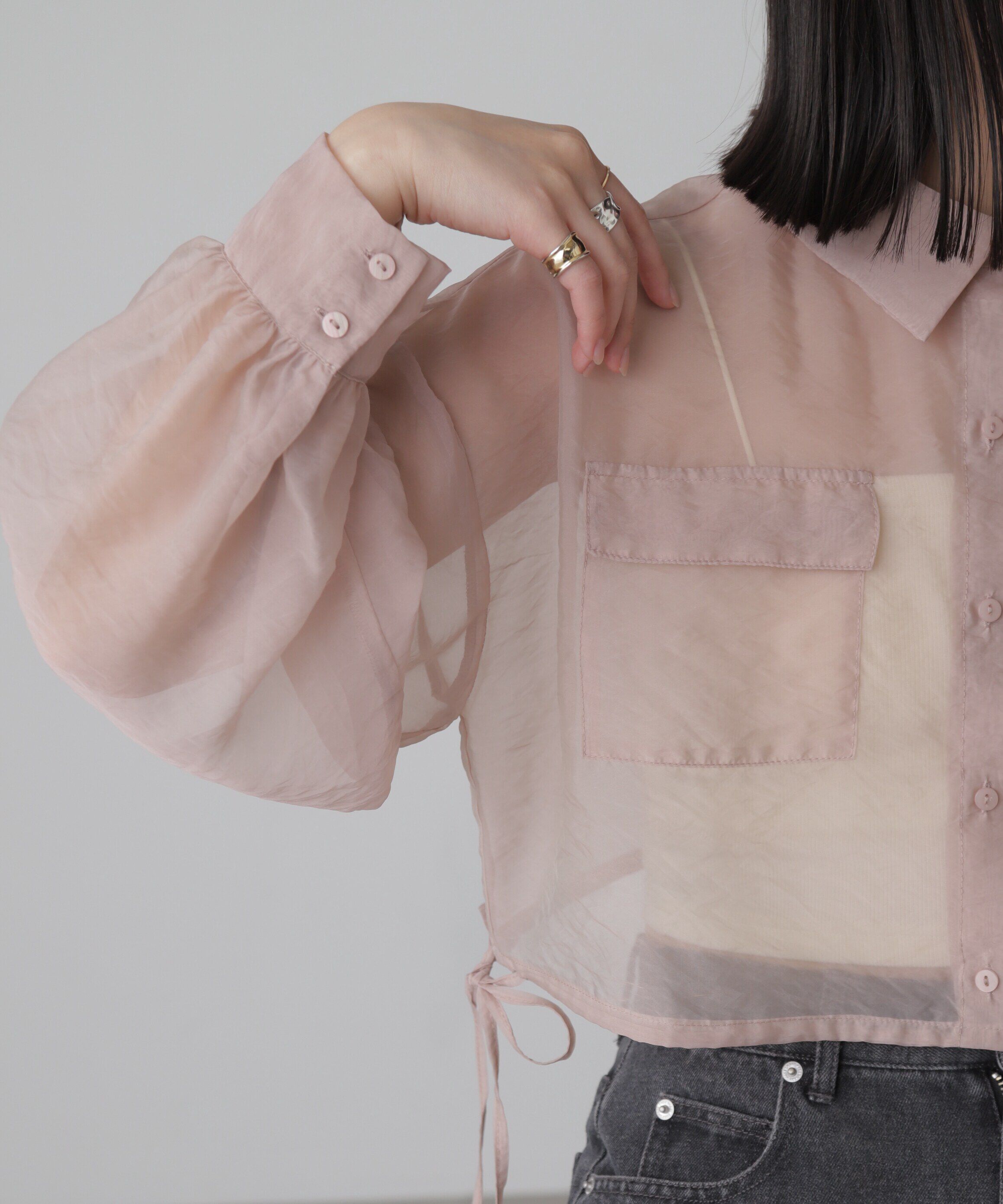  「裾ドロストショート丈シアーシャツ」|シャツ・ブラウス|