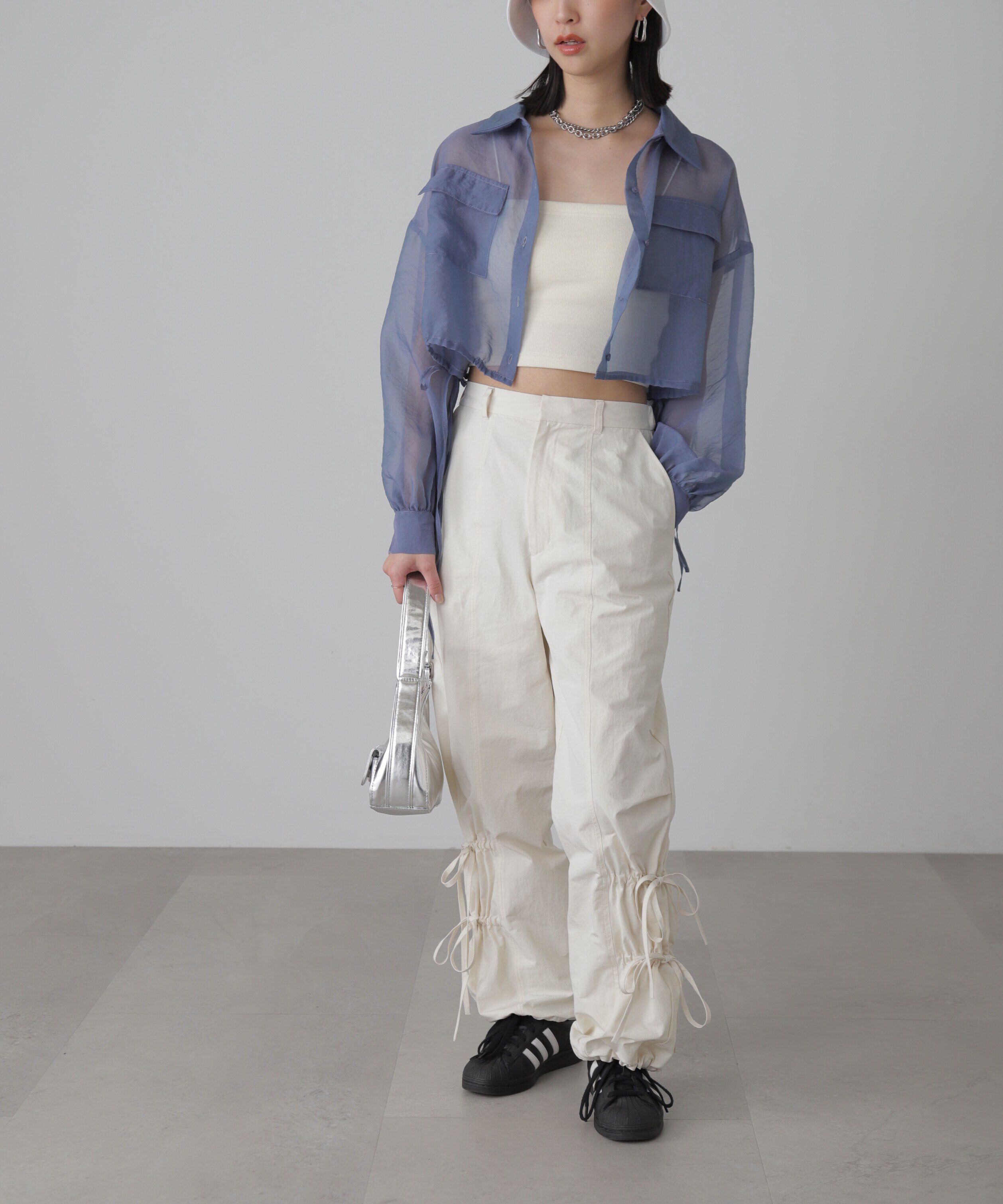  「裾ドロストショート丈シアーシャツ」|シャツ・ブラウス|