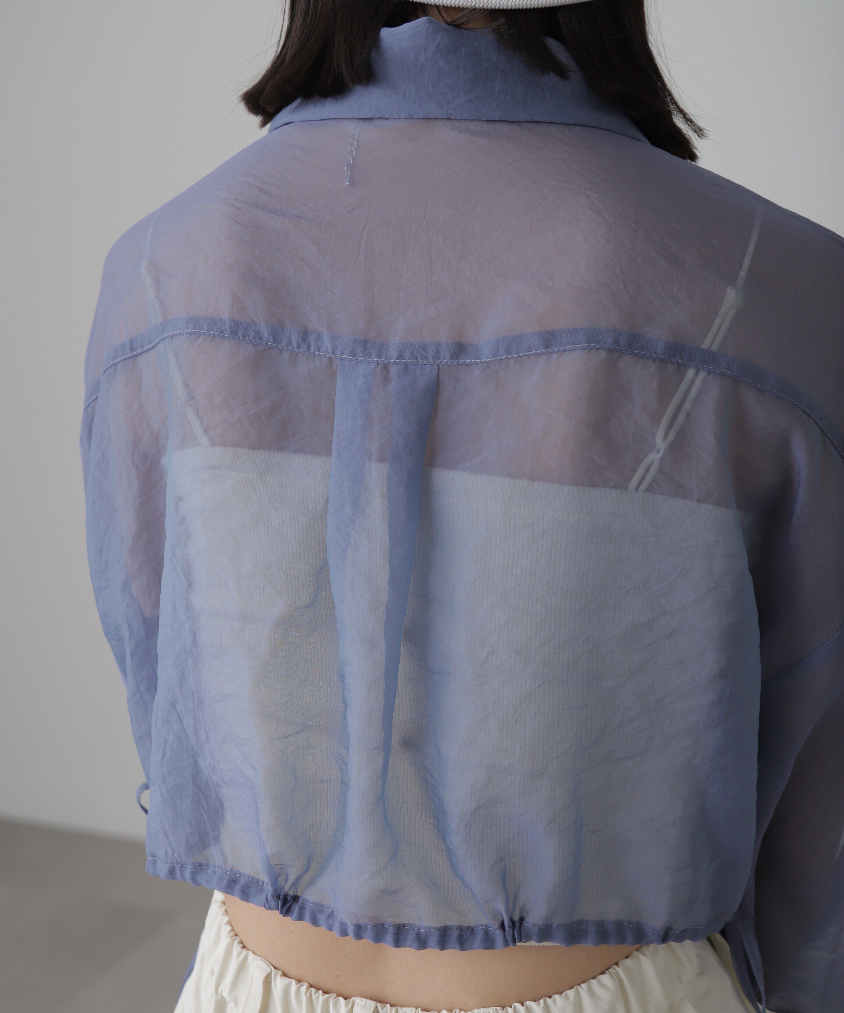  「裾ドロストショート丈シアーシャツ」|シャツ・ブラウス|