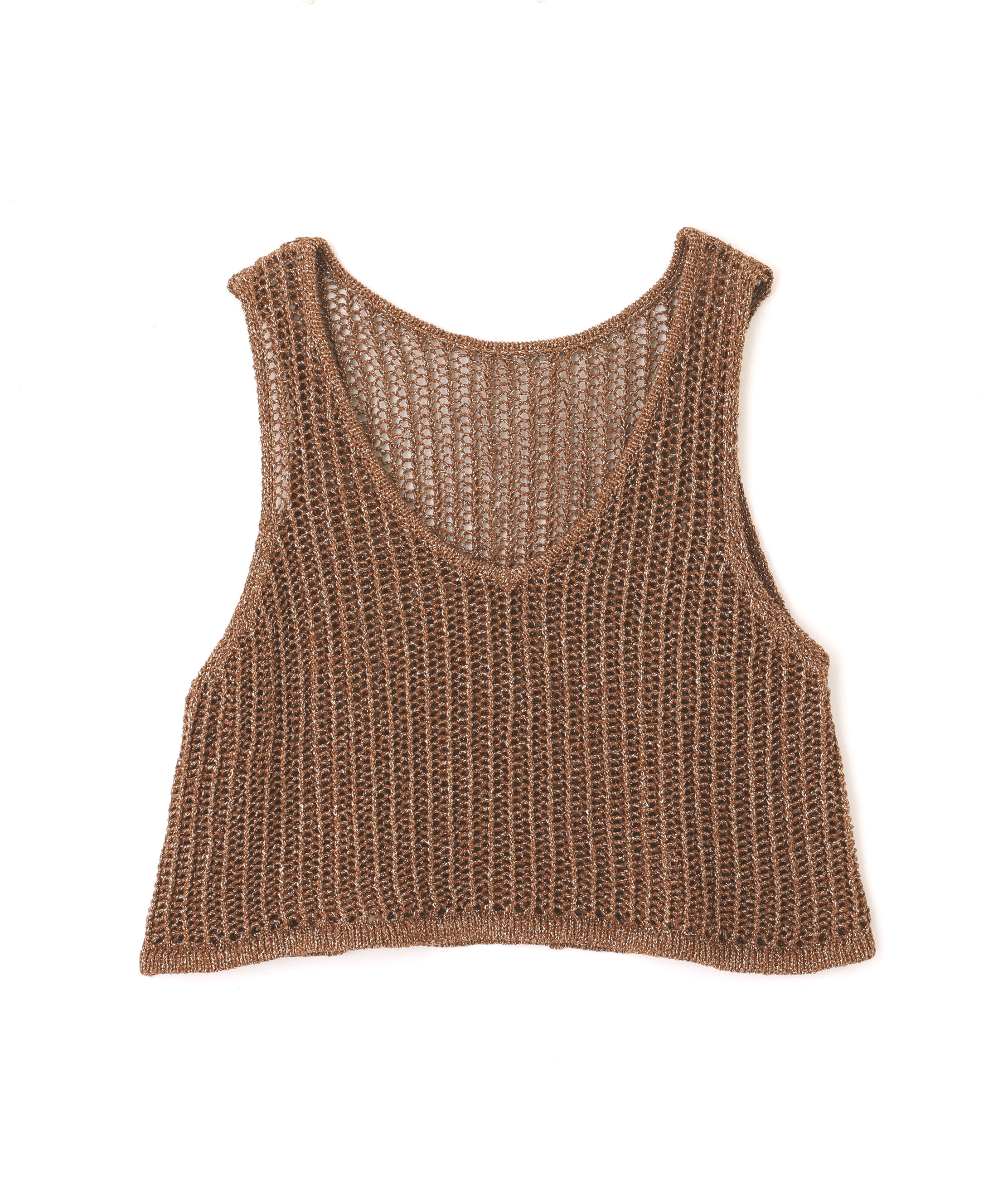  「前後2wayラメニットメッシュベスト」|ニット・セーター|