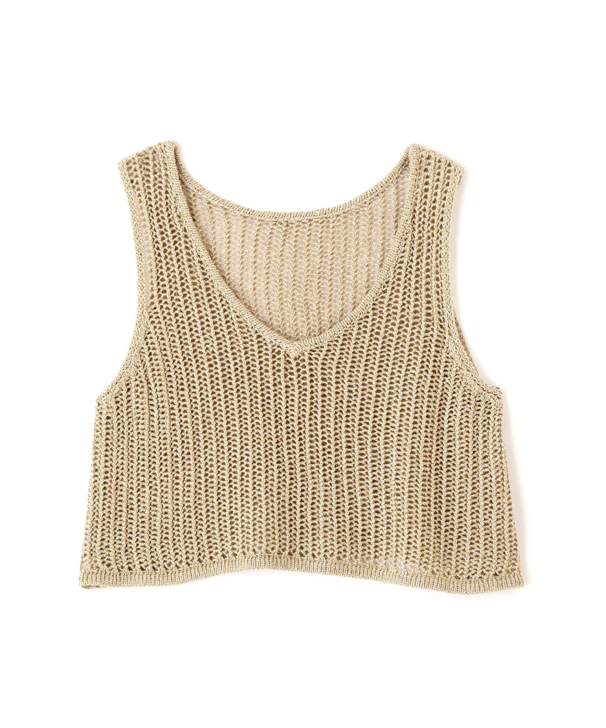  「前後2wayラメニットメッシュベスト」|ニット・セーター|