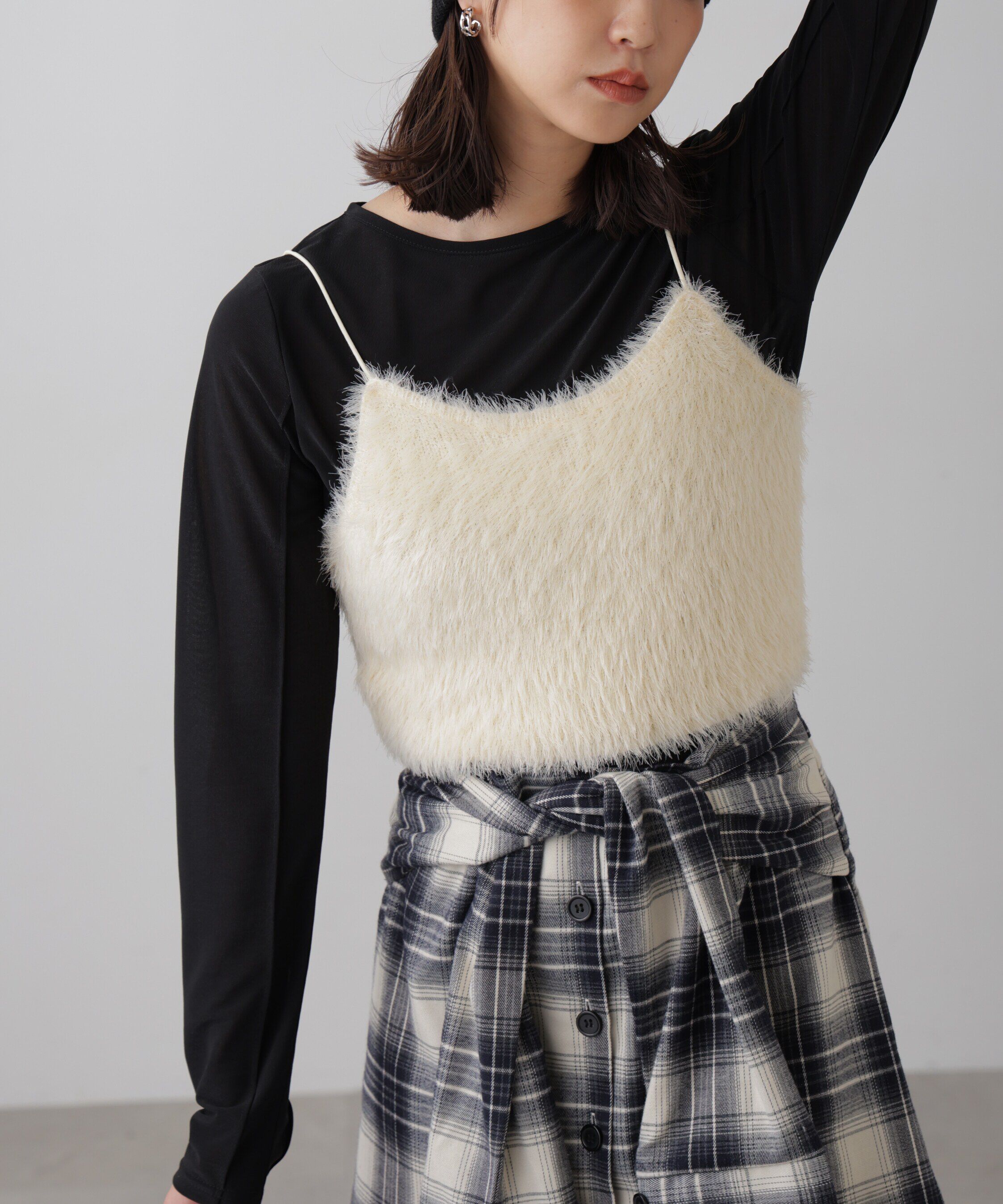  「シャギーキャミソールビスチェ」|ニット・セーター|オフホワイト