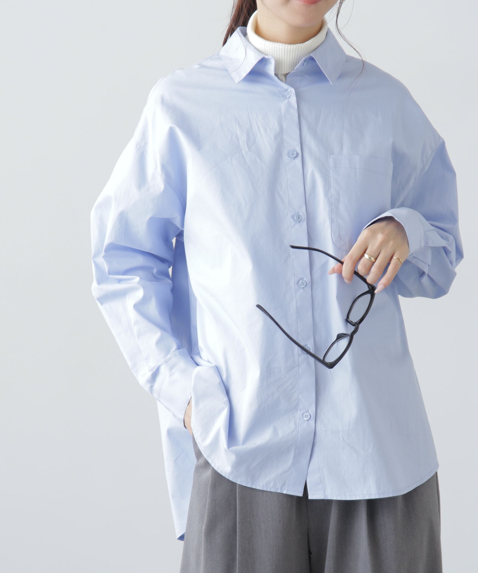  「タイプライタールーズシャツ」|シャツ・ブラウス|ブルー