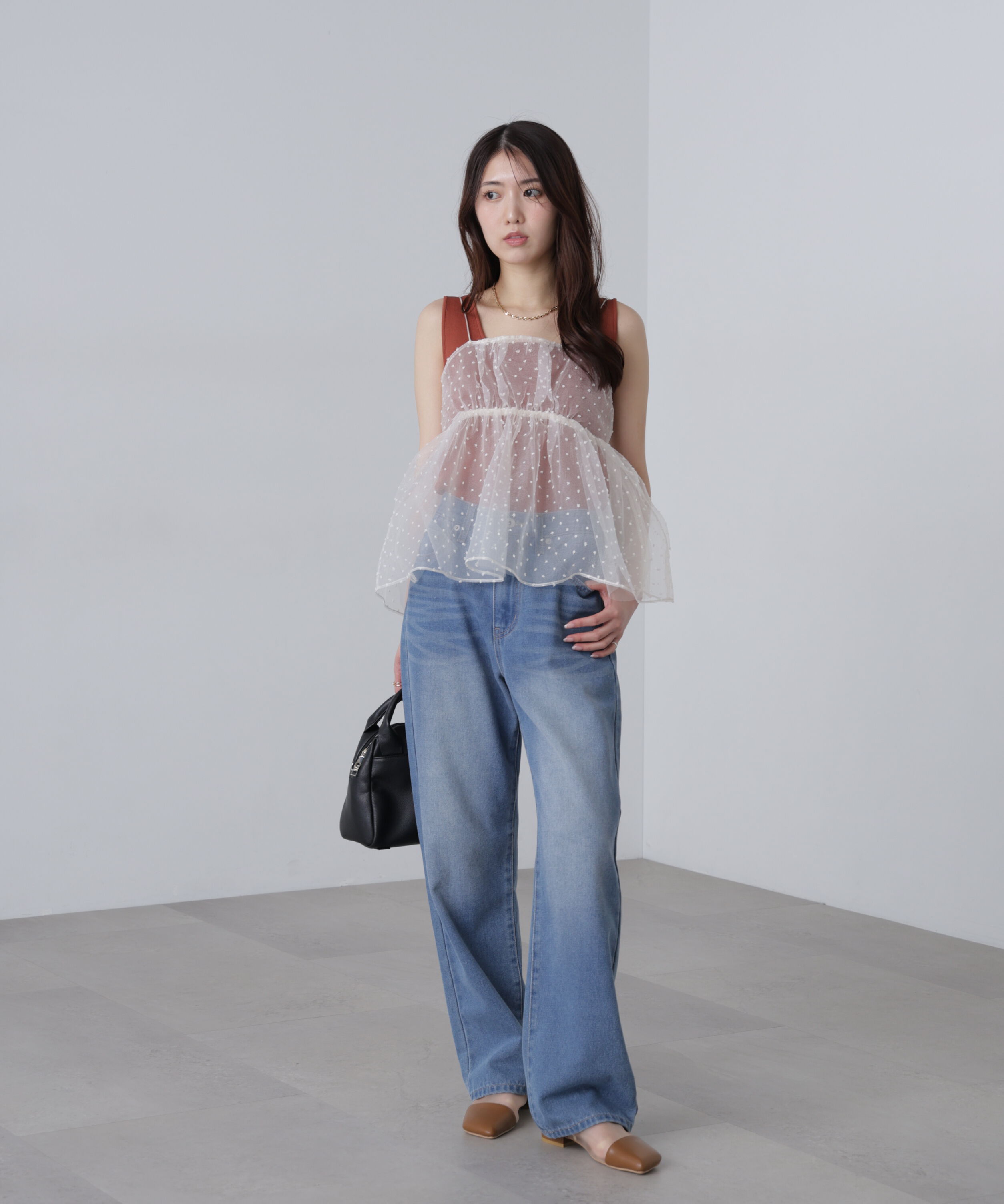  「〈洗える〉マシンウォッシャブル総針スクエアネックタンクニット」|ニット・セーター|