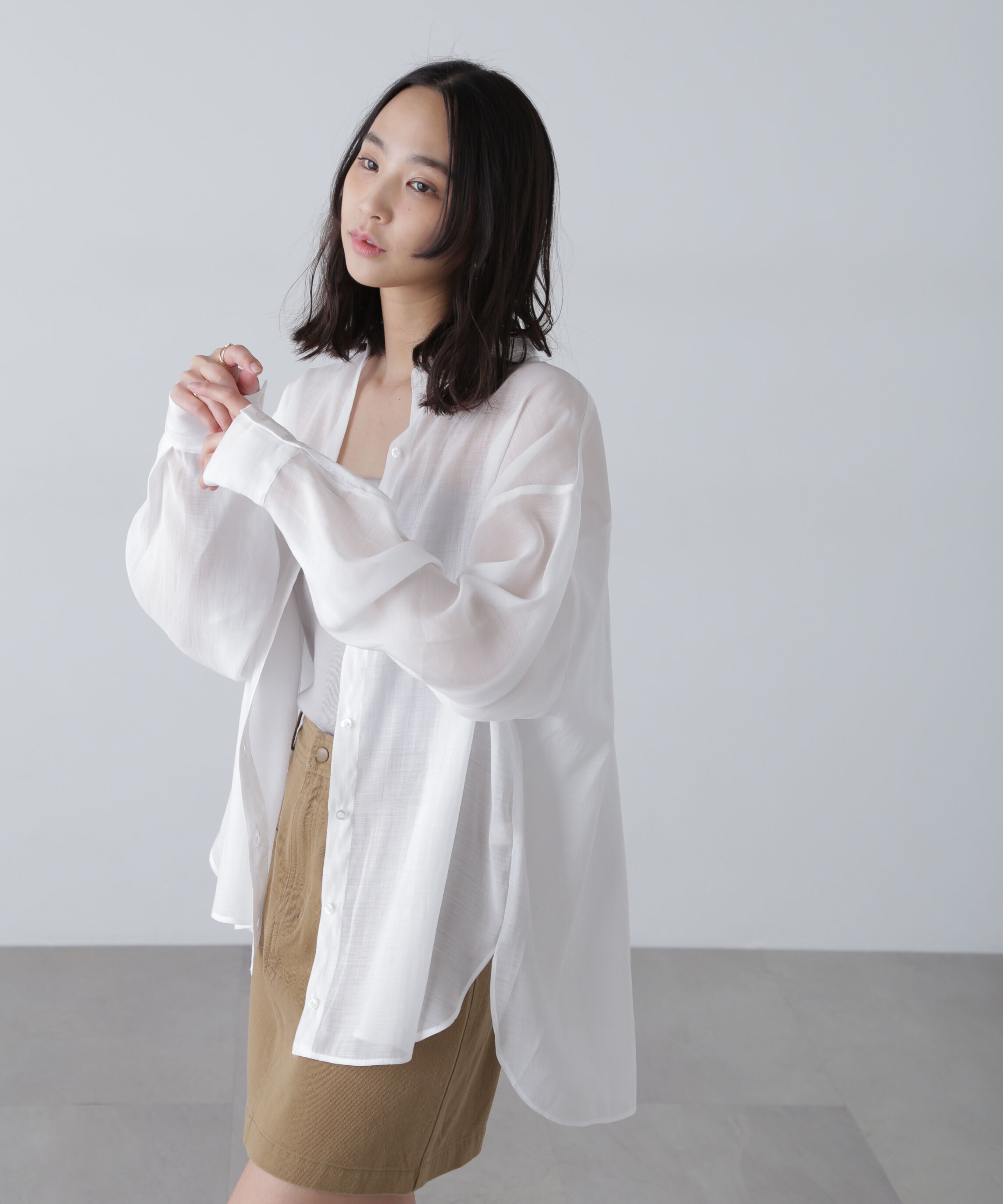  「シアーバックスリットオーバーシャツ」|シャツ・ブラウス|オフ