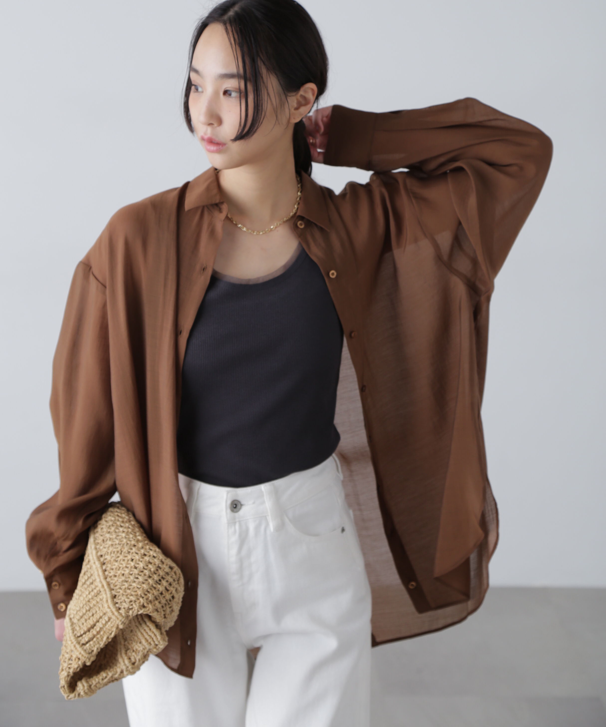  「シアーバックスリットオーバーシャツ」|シャツ・ブラウス|