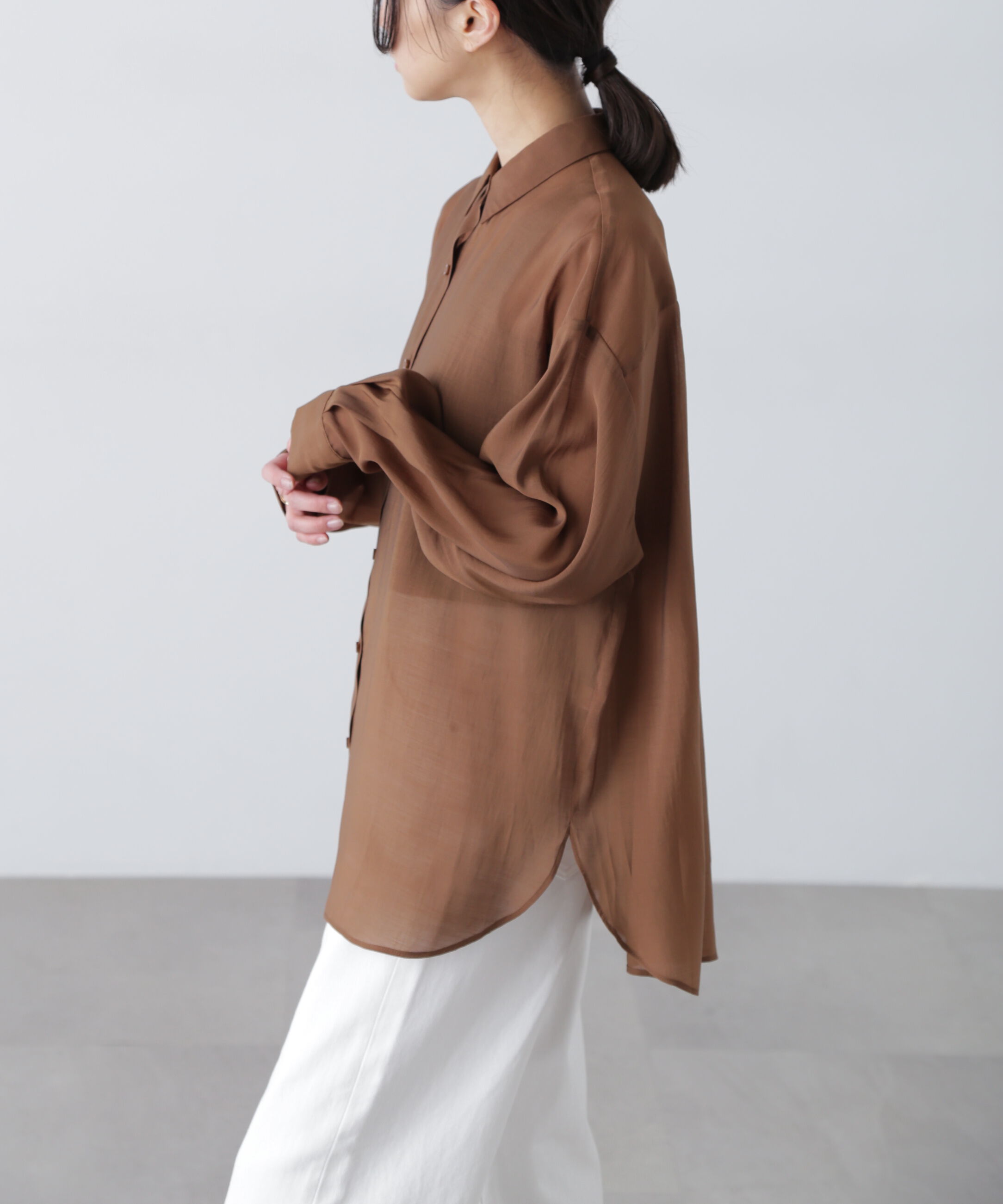  「シアーバックスリットオーバーシャツ」|シャツ・ブラウス|