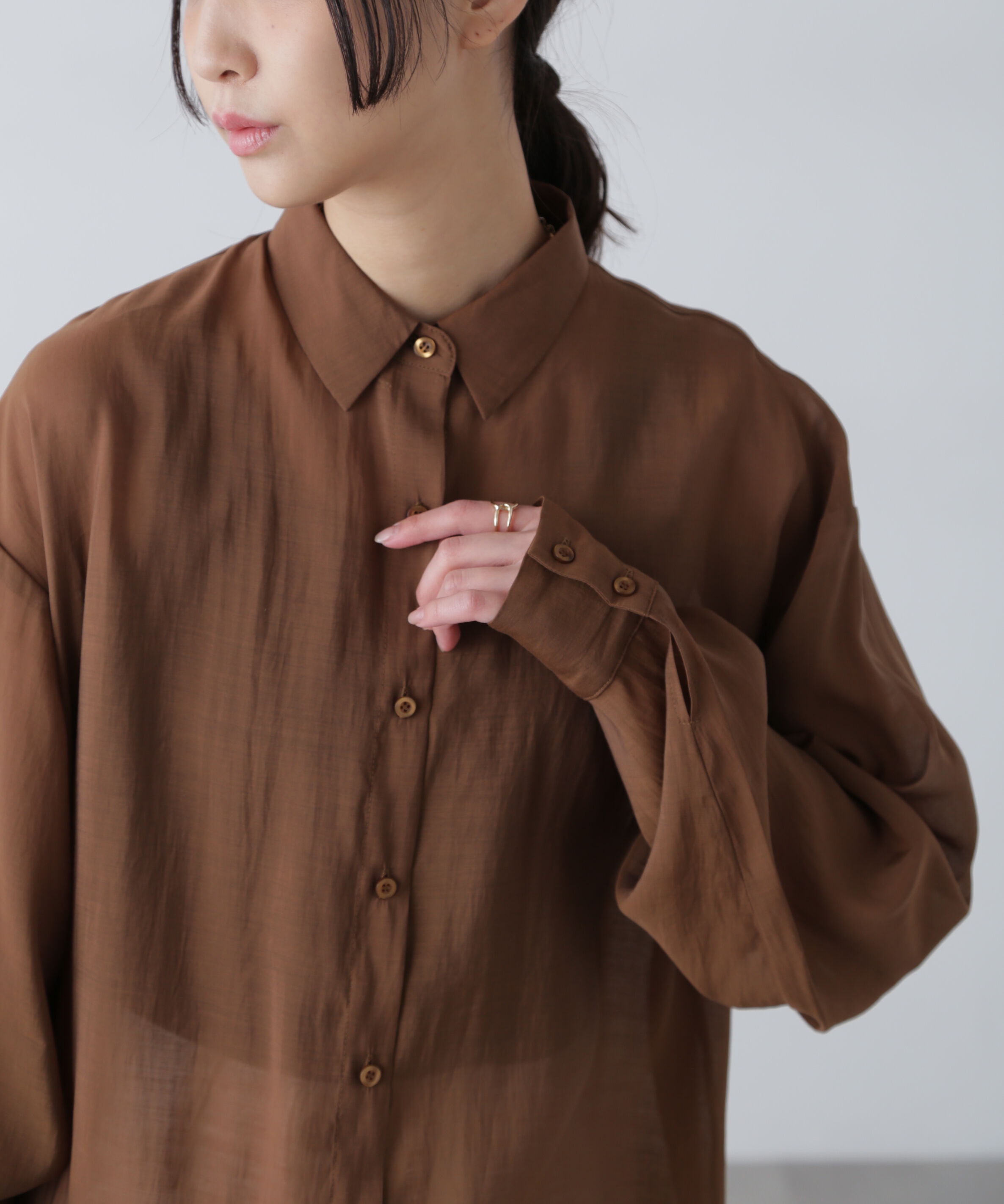  「シアーバックスリットオーバーシャツ」|シャツ・ブラウス|