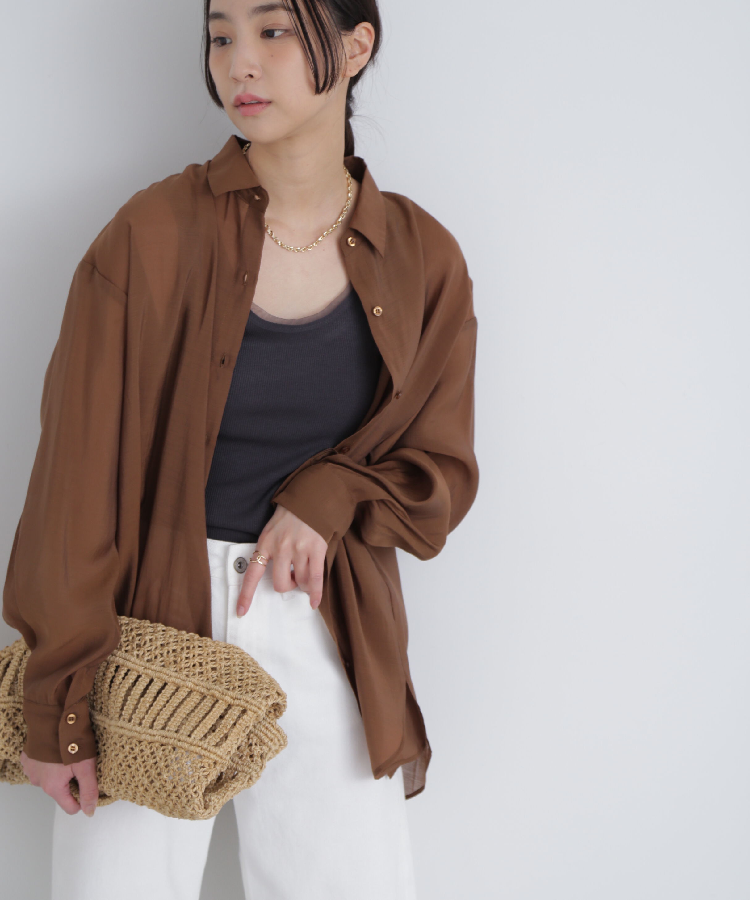  「シアーバックスリットオーバーシャツ」|シャツ・ブラウス|